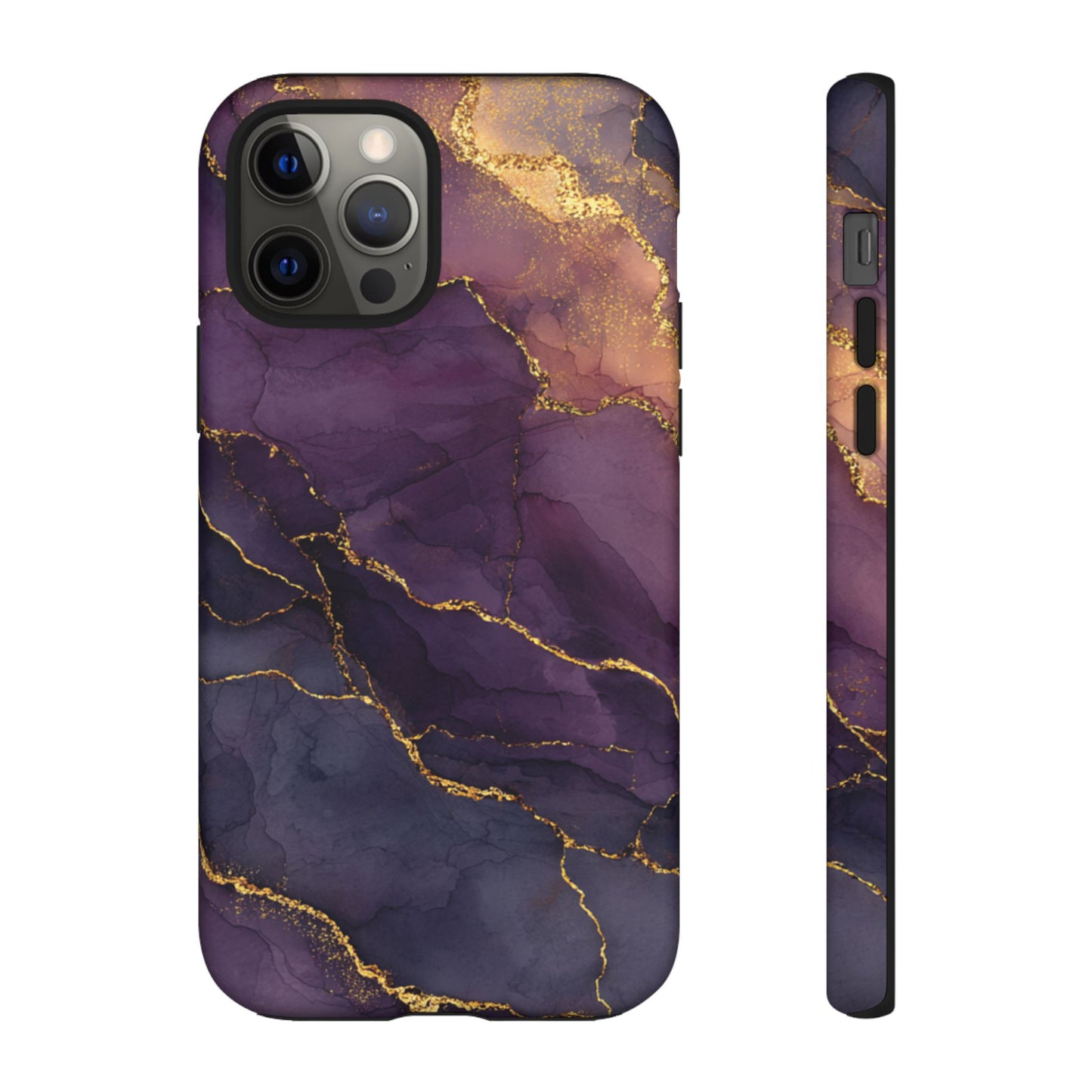 Elegant Purple & Gold Marble (iPhone X - iPhone 17 Pro Max) [TOUGH CASE]