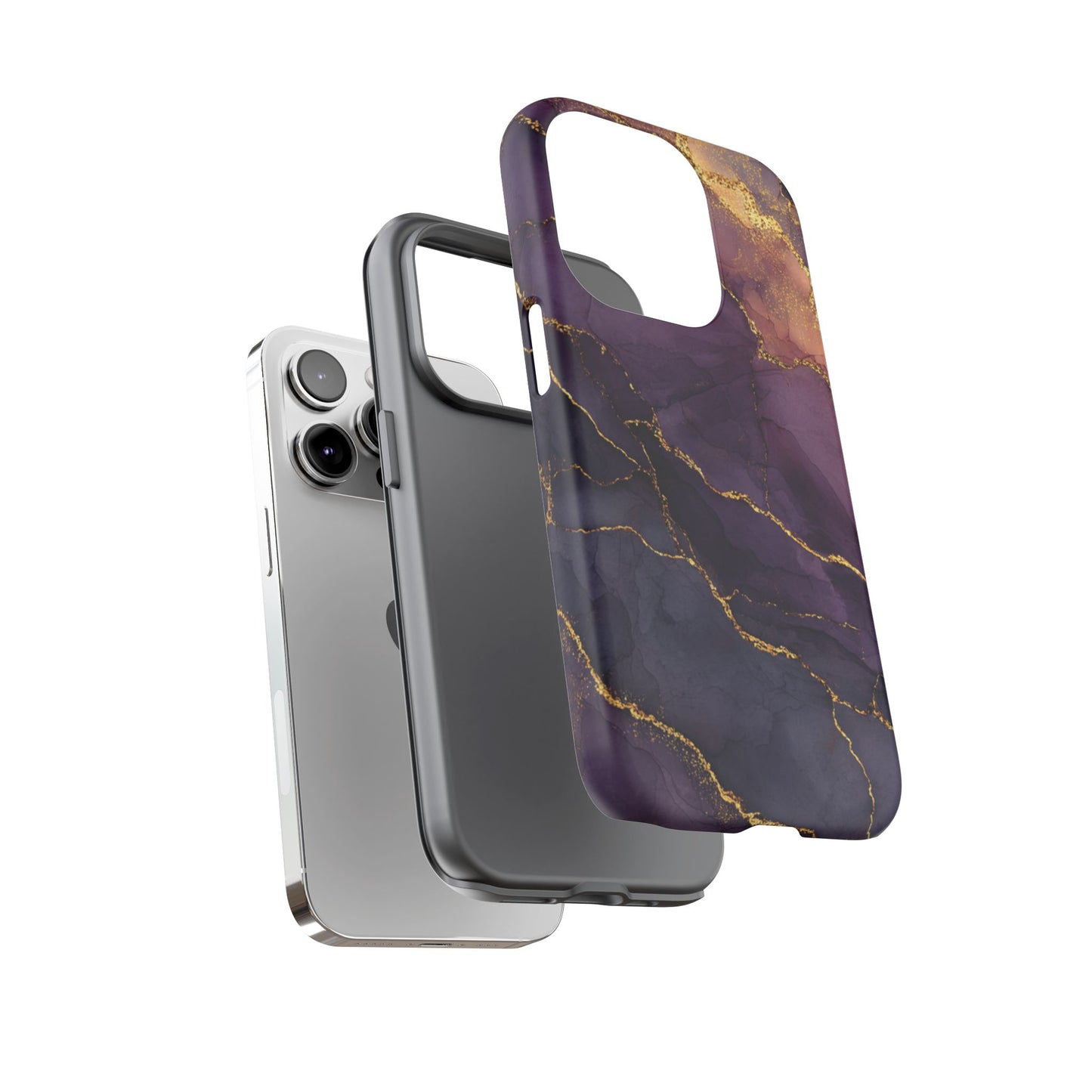 Elegant Purple & Gold Marble (iPhone X - iPhone 17 Pro Max) [TOUGH CASE]