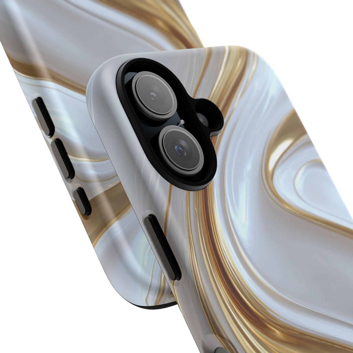 Gold & White Swirl (iPhone X - iPhone 17 Pro Max) [TOUGH CASE]