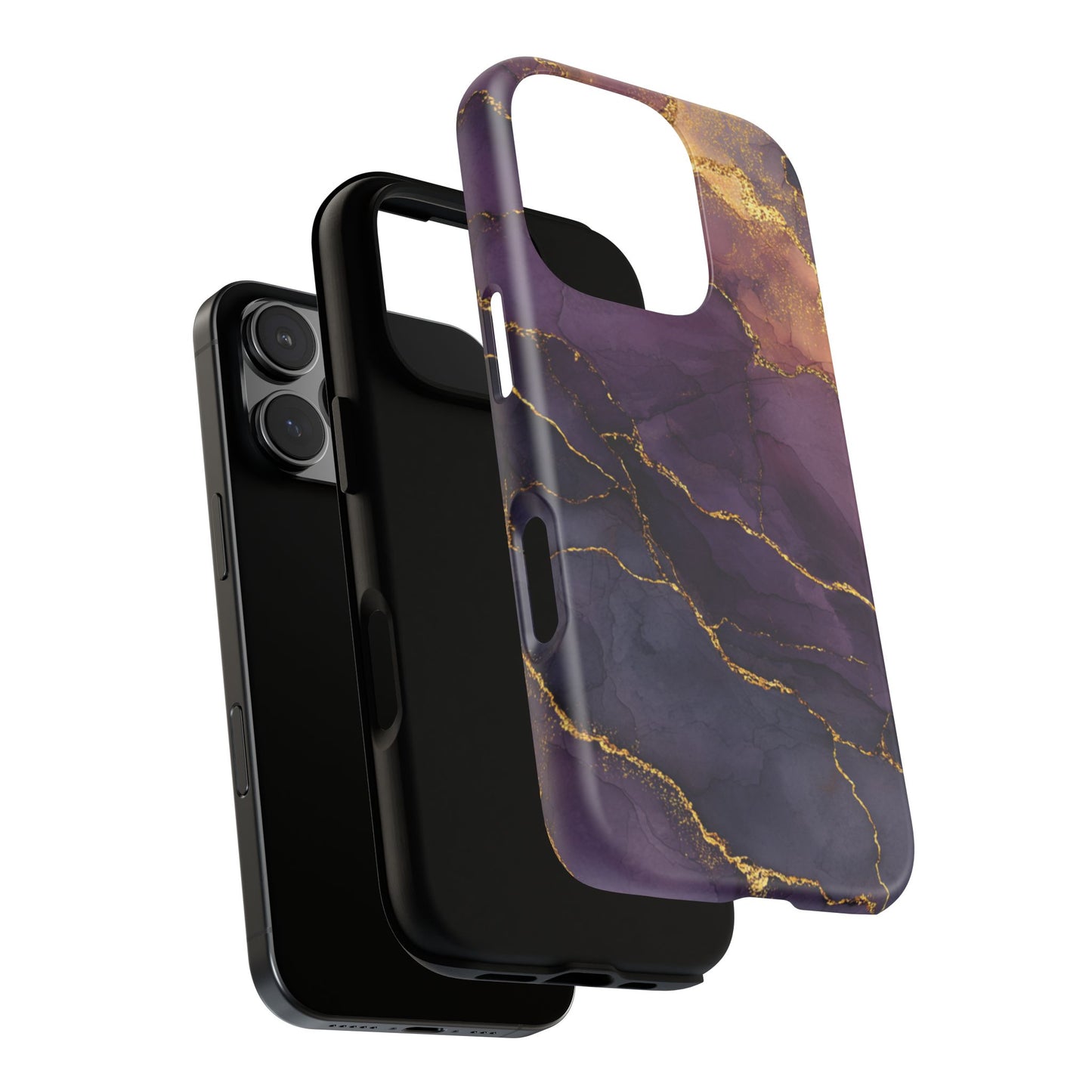 Elegant Purple & Gold Marble (iPhone X - iPhone 17 Pro Max) [TOUGH CASE]