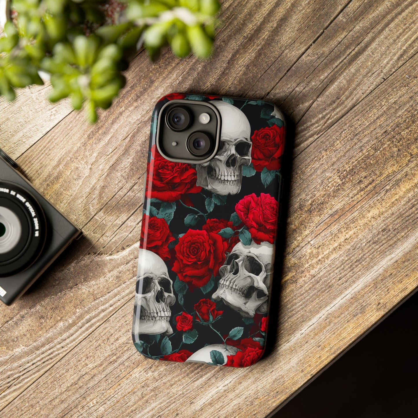 LOW STOCK Skull & Red Roses [TOUGH CASE]