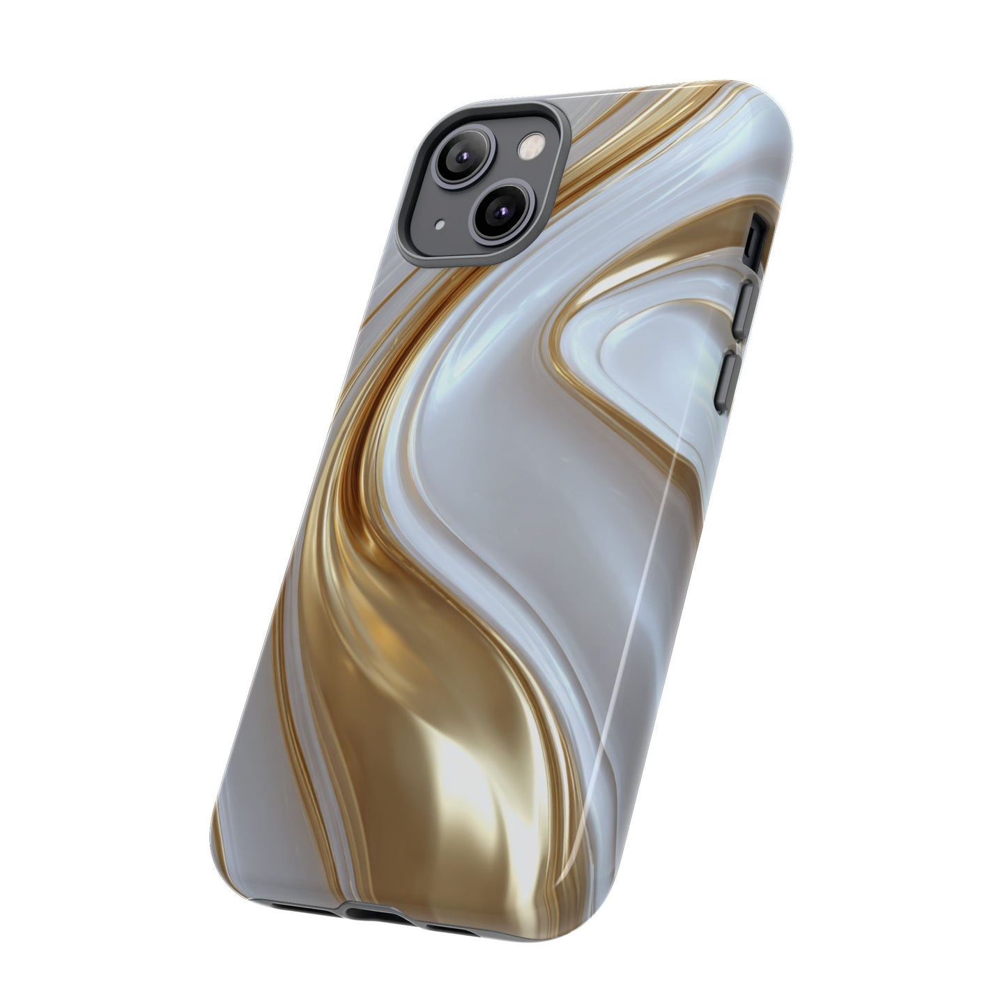 Gold & White Swirl (iPhone X - iPhone 17 Pro Max) [TOUGH CASE]