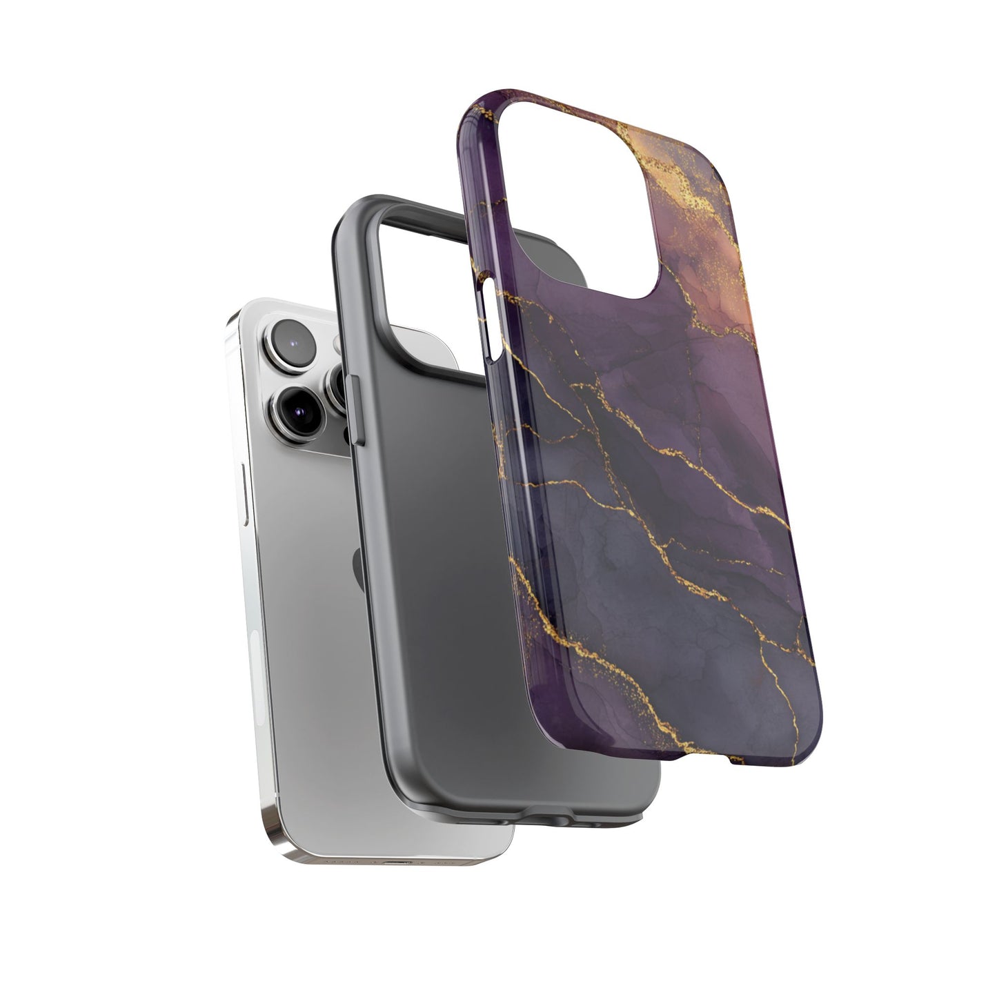 Elegant Purple & Gold Marble (iPhone X - iPhone 17 Pro Max) [TOUGH CASE]