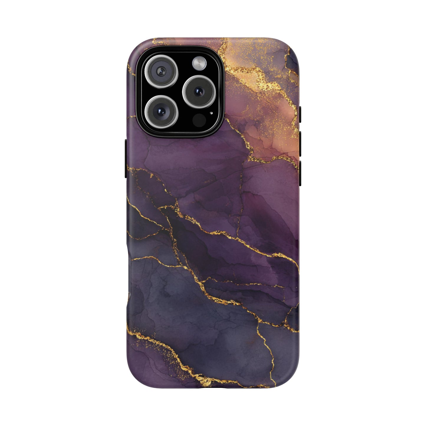 Elegant Purple & Gold Marble (iPhone X - iPhone 17 Pro Max) [TOUGH CASE]