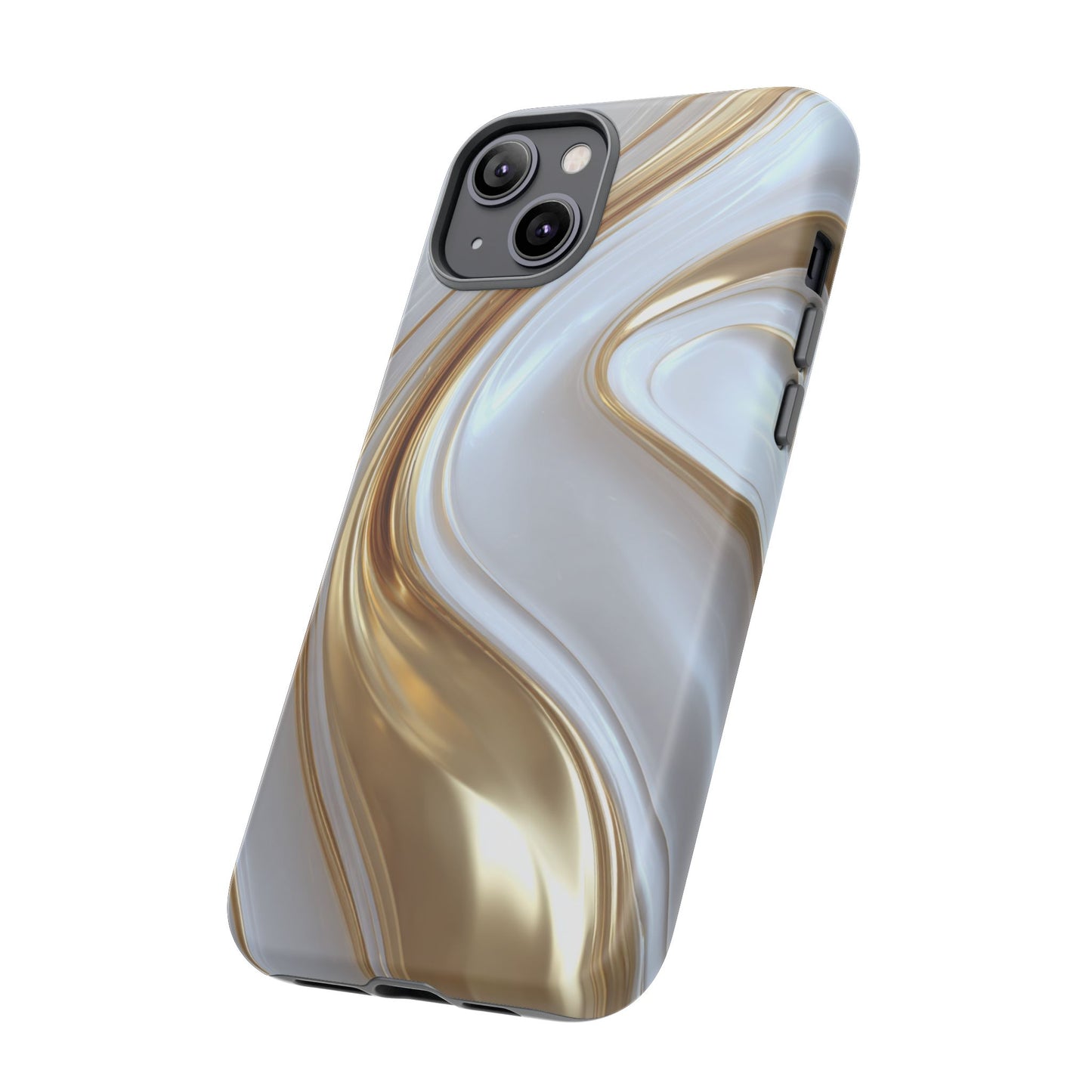 Gold & White Swirl (iPhone X - iPhone 17 Pro Max) [TOUGH CASE]