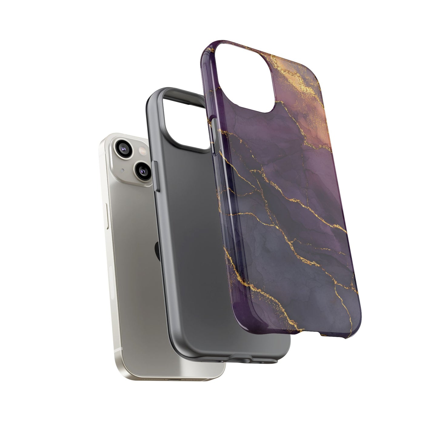 Elegant Purple & Gold Marble (iPhone X - iPhone 17 Pro Max) [TOUGH CASE]