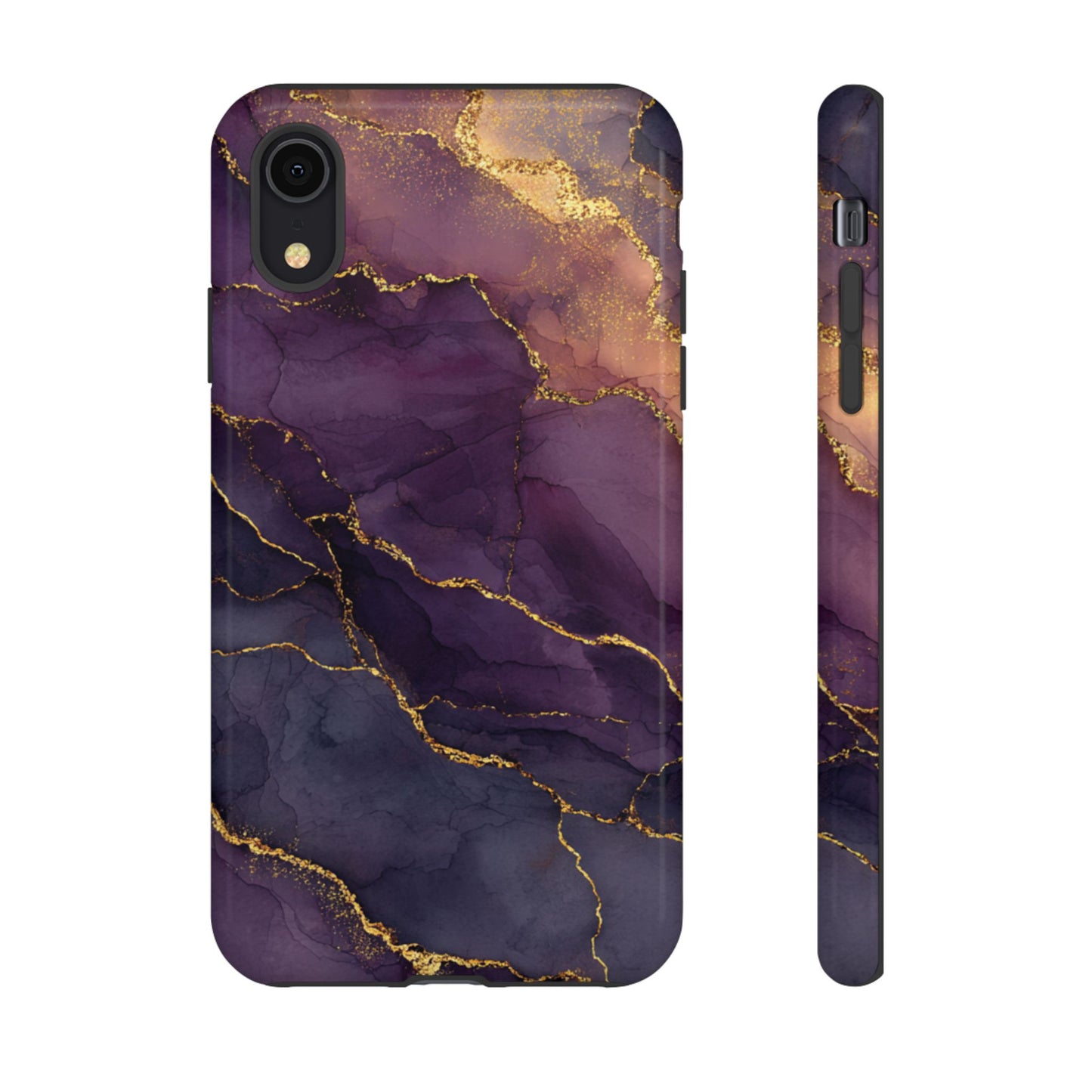 Elegant Purple & Gold Marble (iPhone X - iPhone 17 Pro Max) [TOUGH CASE]