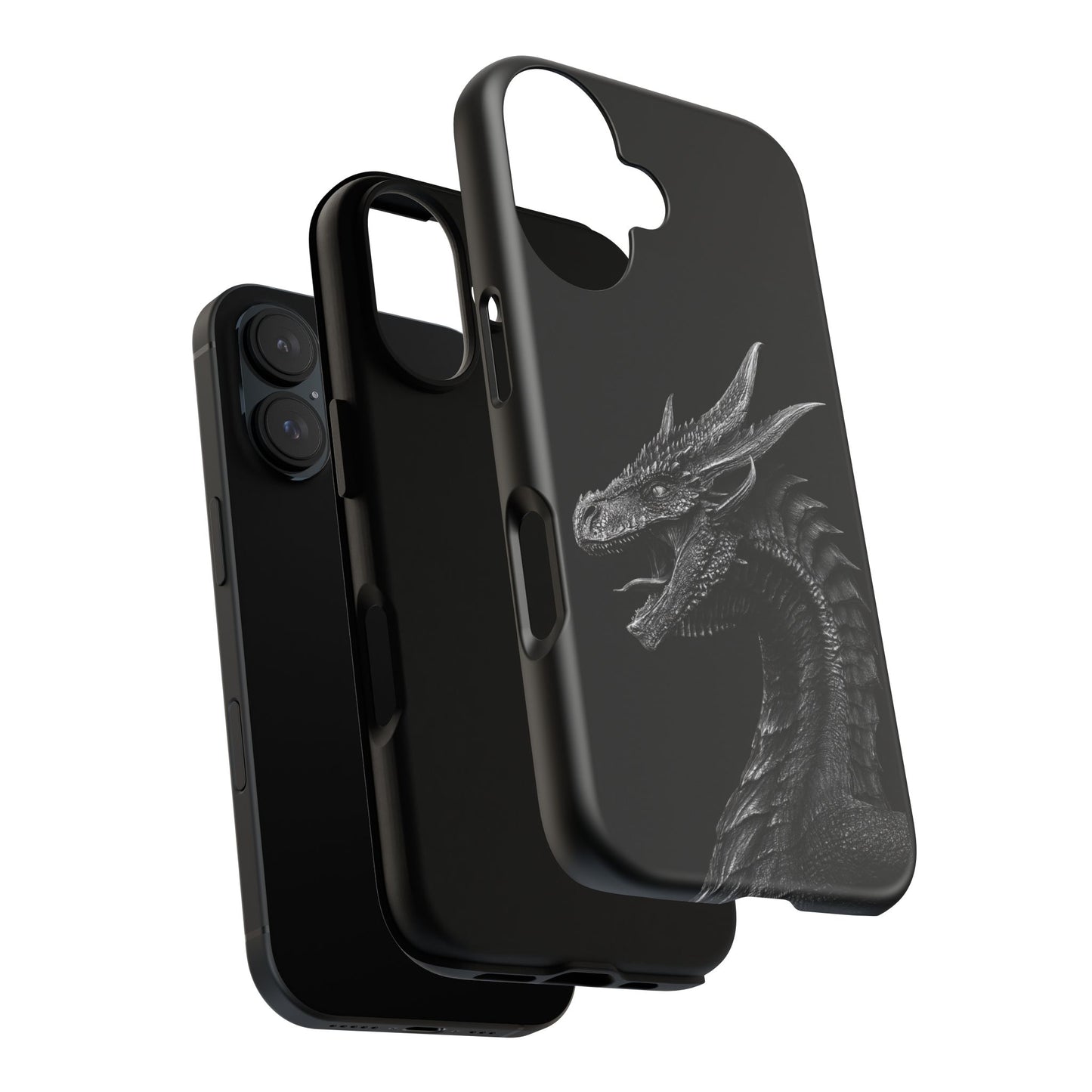 Black & White Dragon (iPhone X - iPhone 17 Pro Max) [TOUGH CASE]
