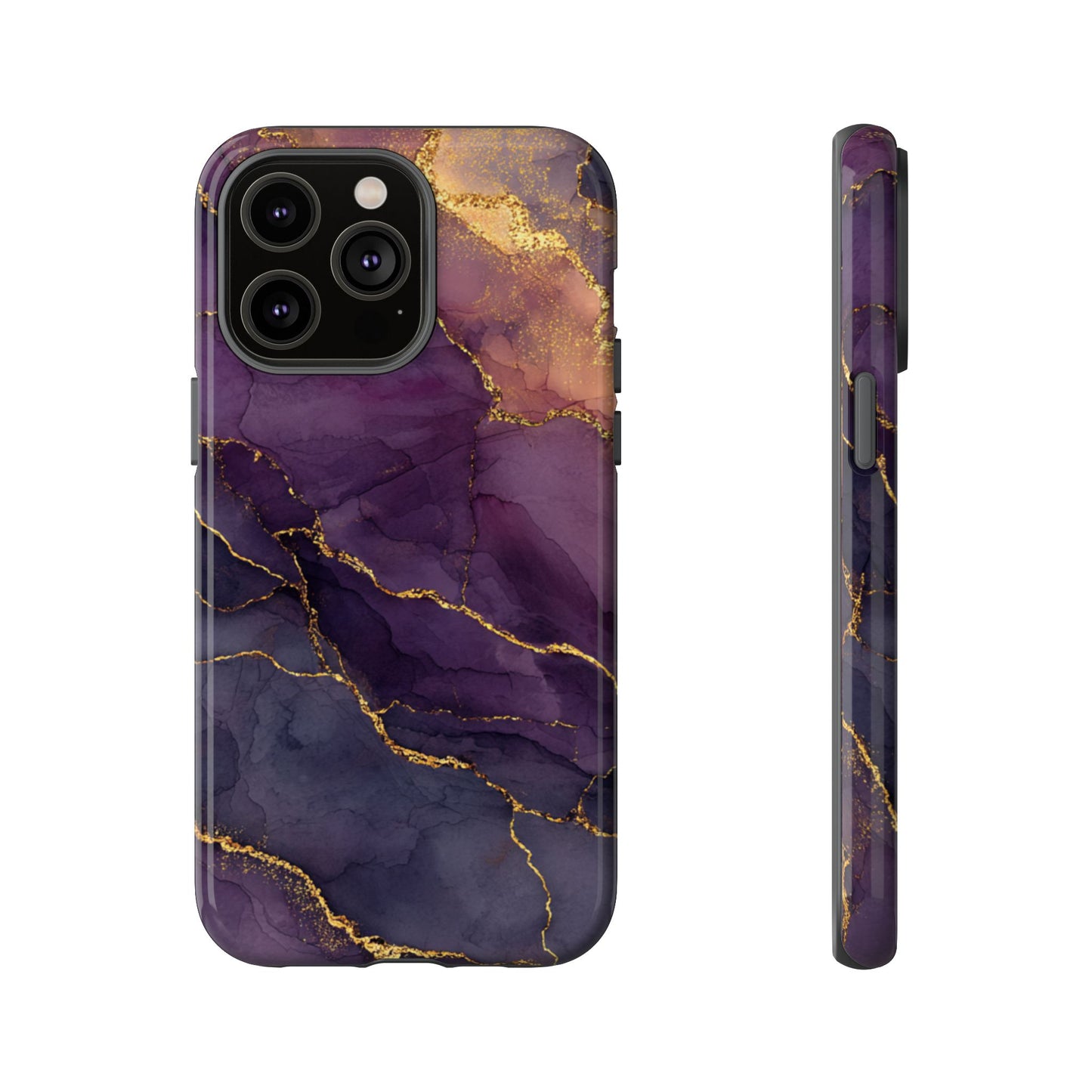Elegant Purple & Gold Marble (iPhone X - iPhone 17 Pro Max) [TOUGH CASE]