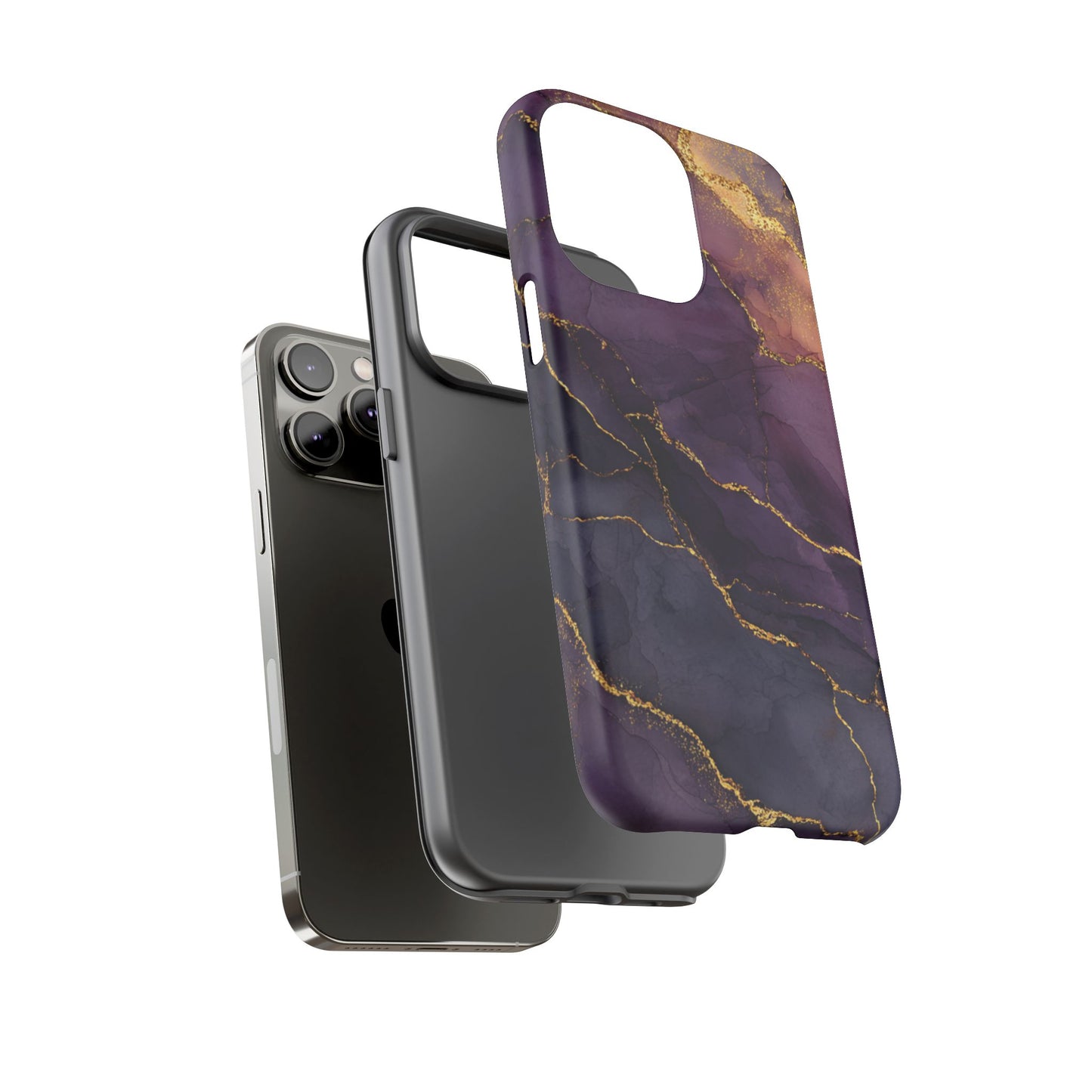 Elegant Purple & Gold Marble (iPhone X - iPhone 17 Pro Max) [TOUGH CASE]
