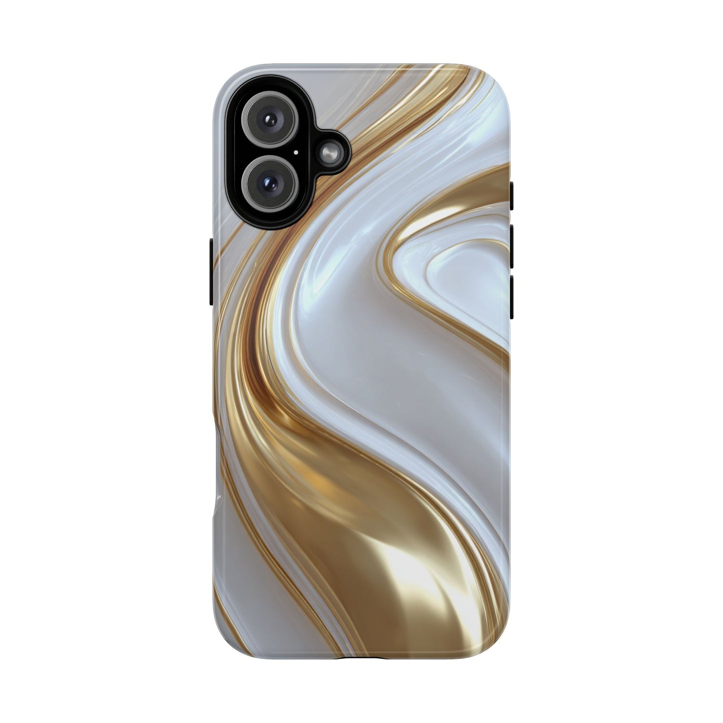Gold & White Swirl (iPhone X - iPhone 17 Pro Max) [TOUGH CASE]