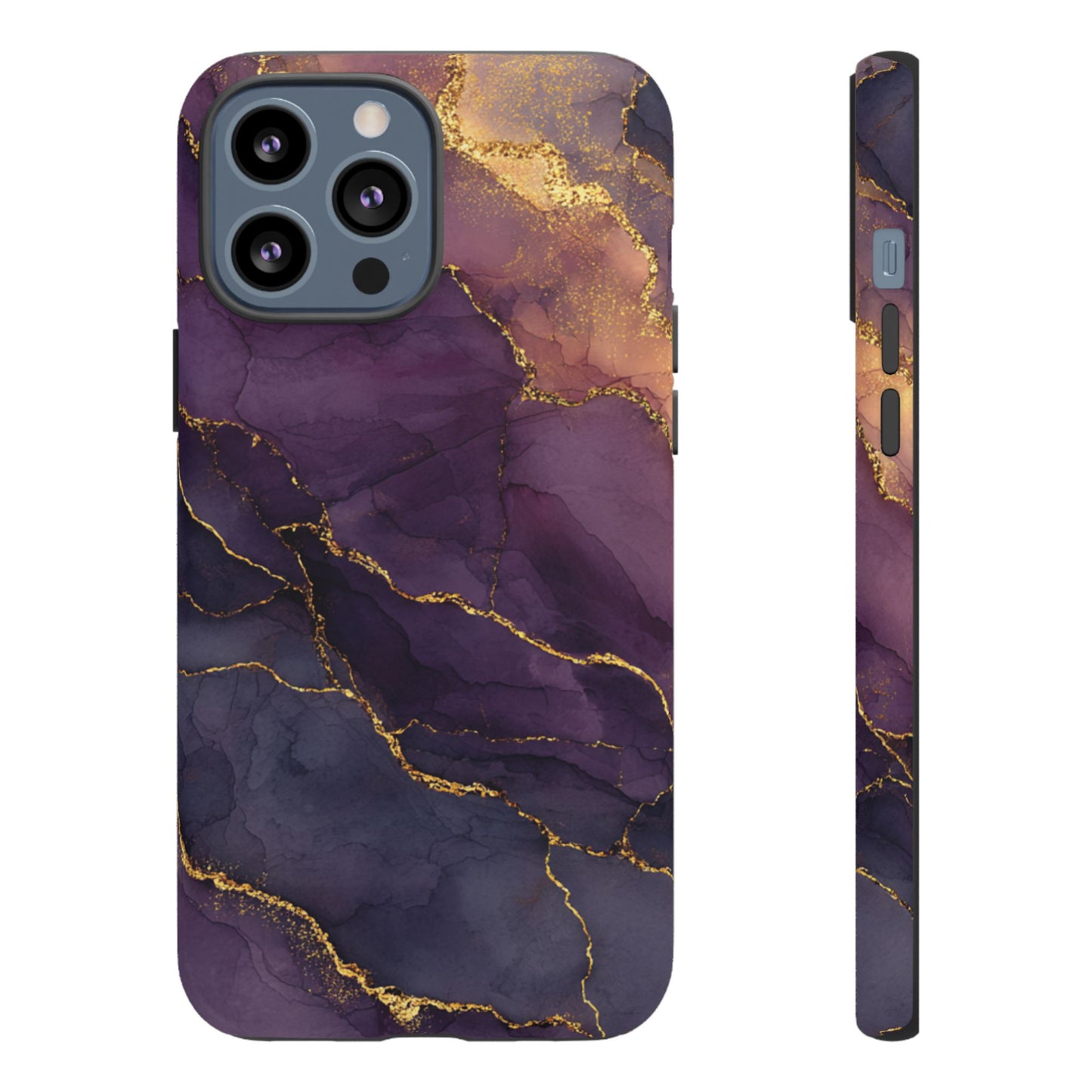 Elegant Purple & Gold Marble (iPhone X - iPhone 17 Pro Max) [TOUGH CASE]