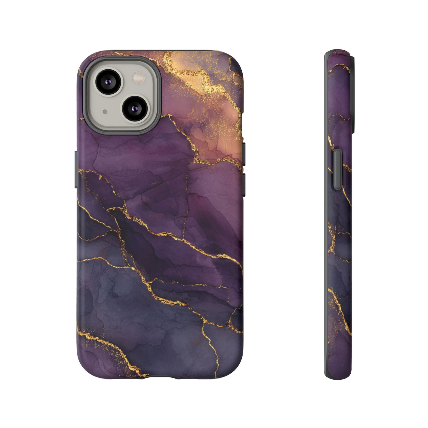 Elegant Purple & Gold Marble (iPhone X - iPhone 17 Pro Max) [TOUGH CASE]