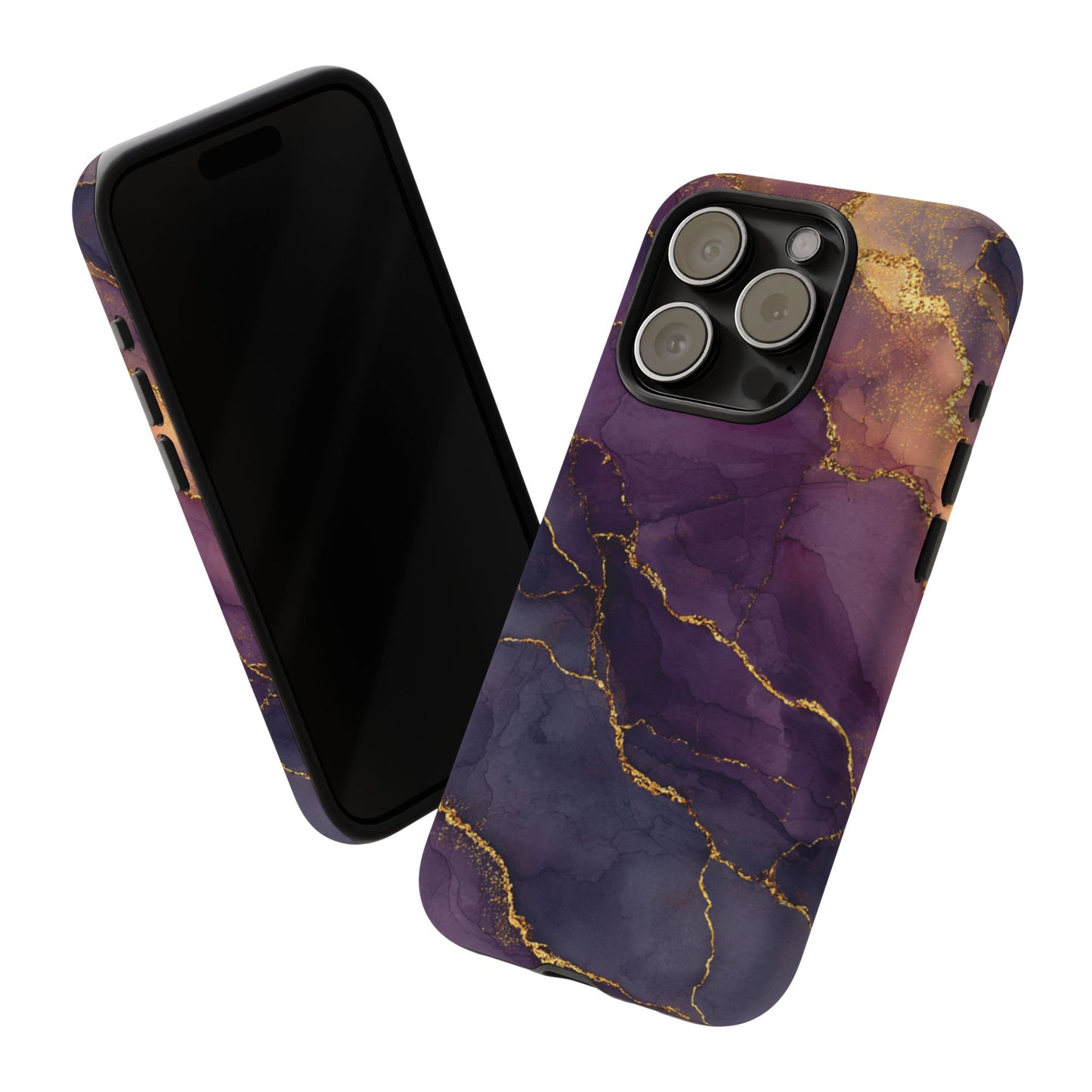 Elegant Purple & Gold Marble (iPhone X - iPhone 17 Pro Max) [TOUGH CASE]