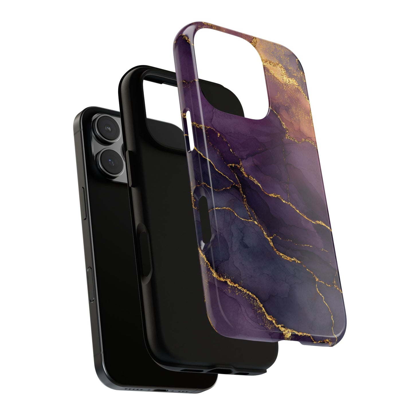 Elegant Purple & Gold Marble (iPhone X - iPhone 17 Pro Max) [TOUGH CASE]