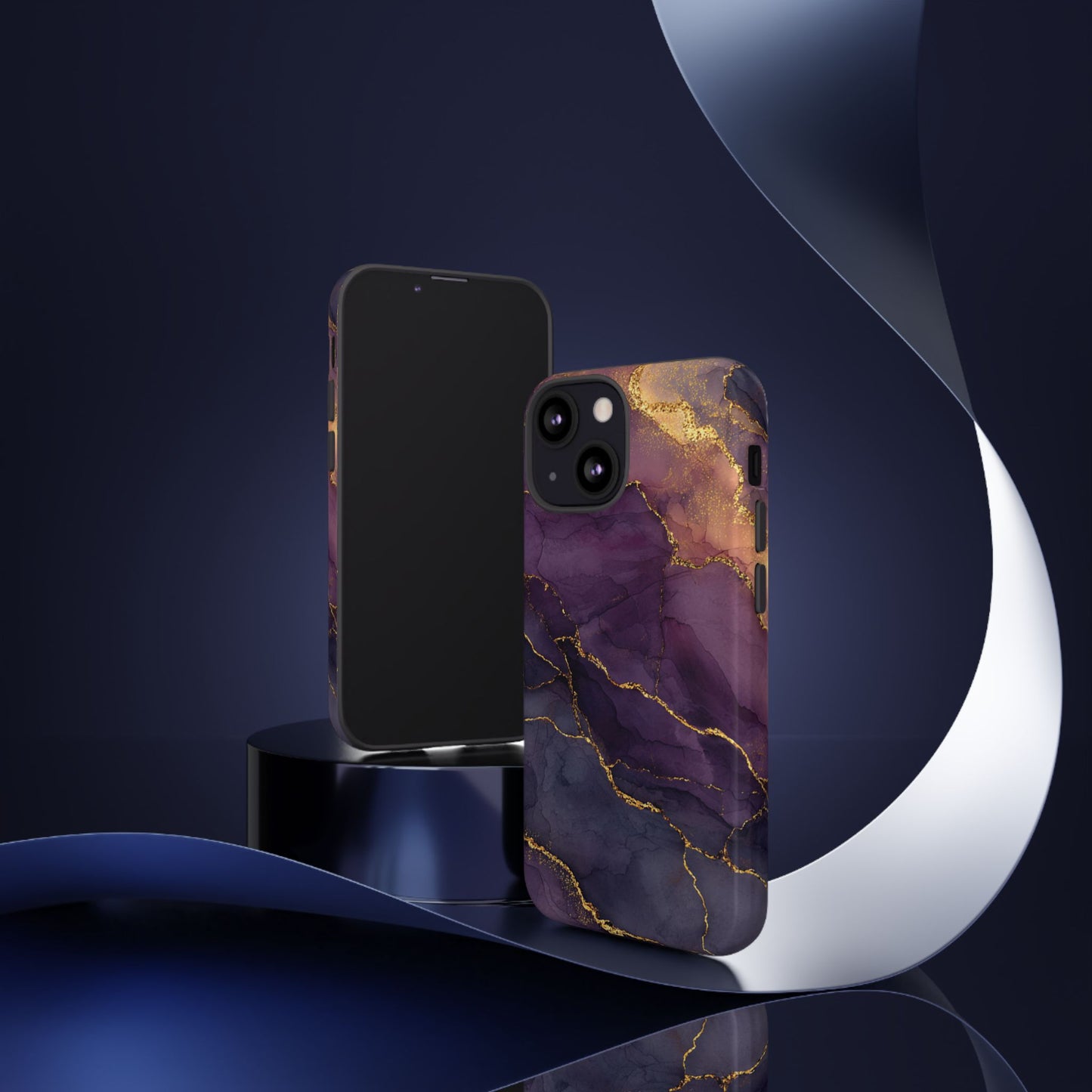 Elegant Purple & Gold Marble (iPhone X - iPhone 17 Pro Max) [TOUGH CASE]