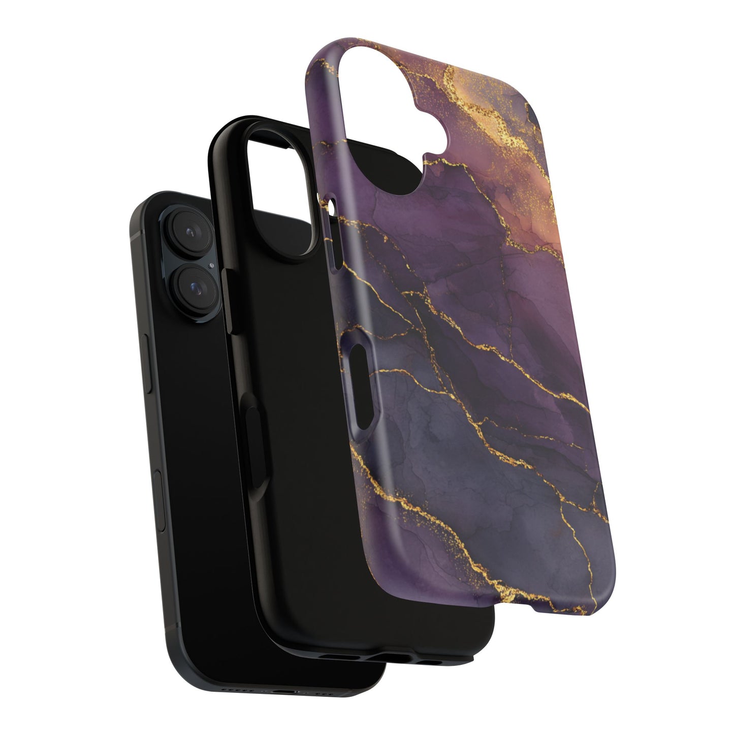 Elegant Purple & Gold Marble (iPhone X - iPhone 17 Pro Max) [TOUGH CASE]