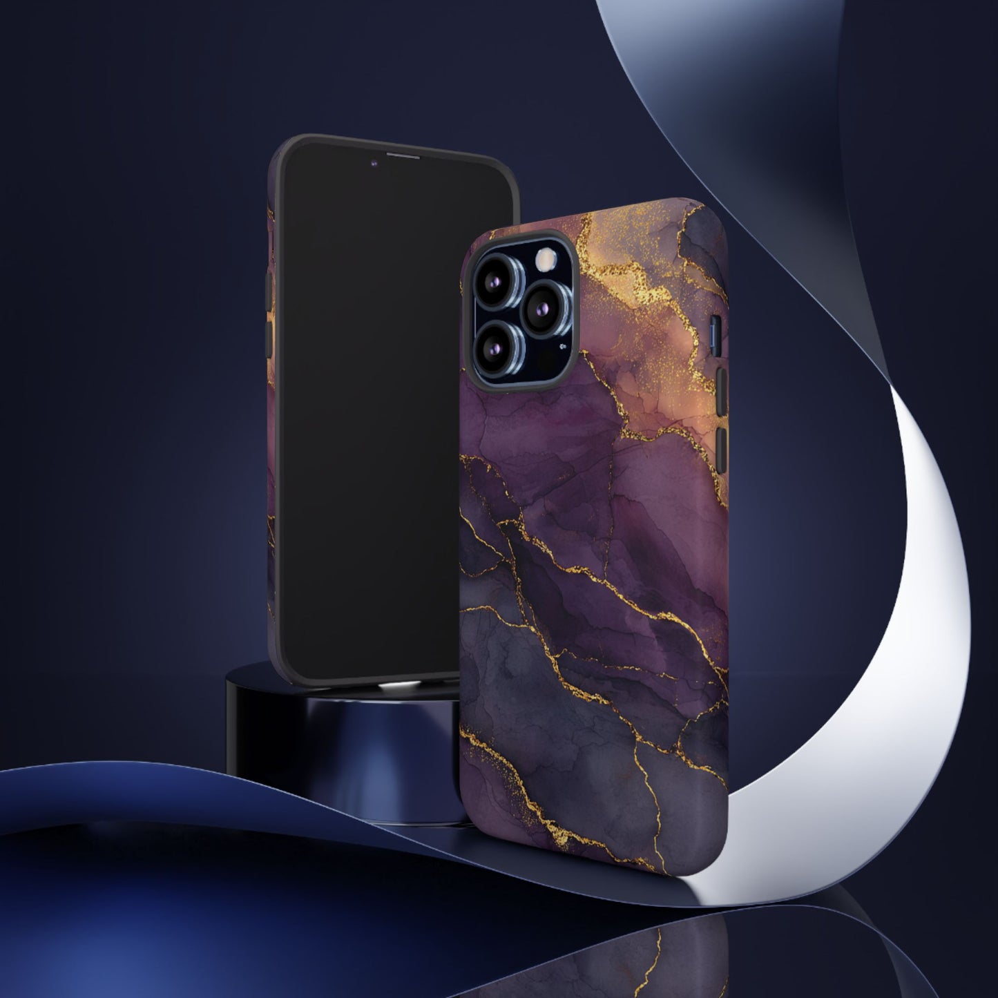 Elegant Purple & Gold Marble (iPhone X - iPhone 17 Pro Max) [TOUGH CASE]