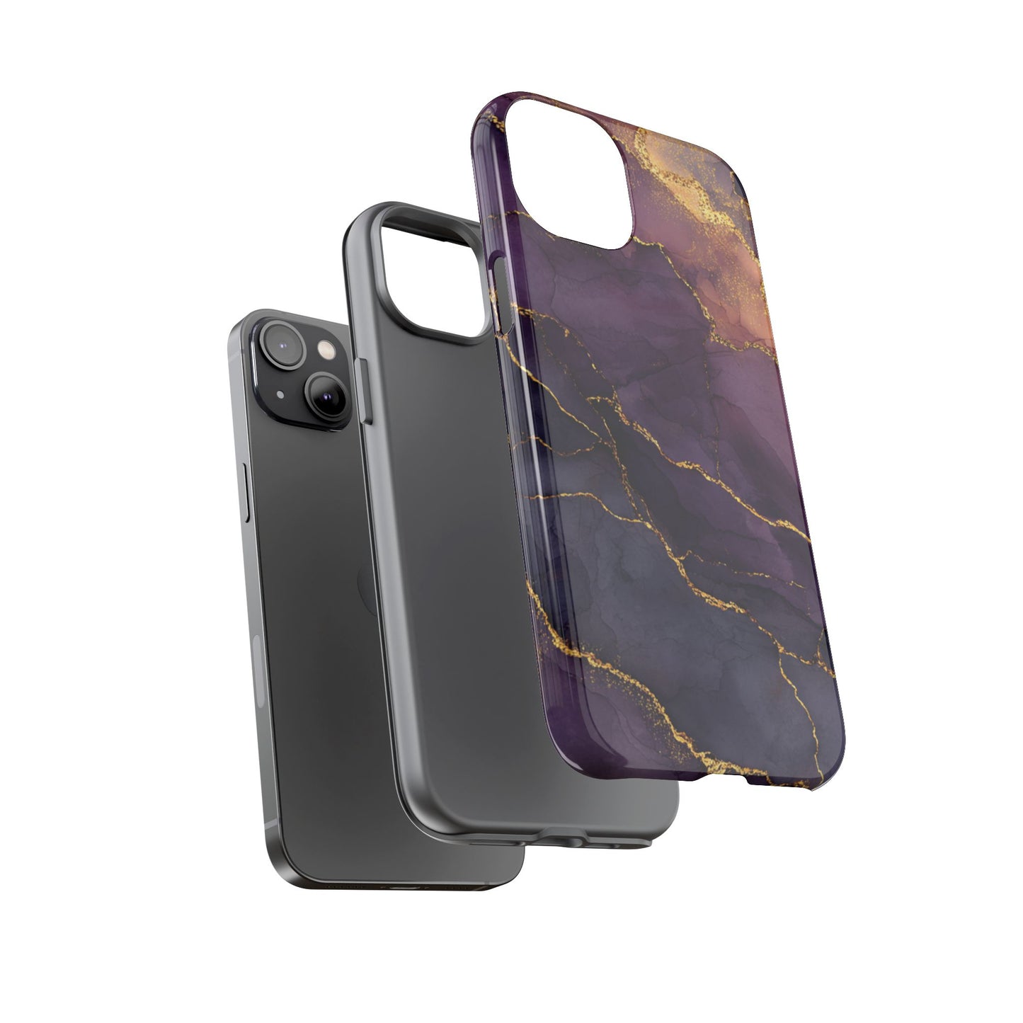 Elegant Purple & Gold Marble (iPhone X - iPhone 17 Pro Max) [TOUGH CASE]