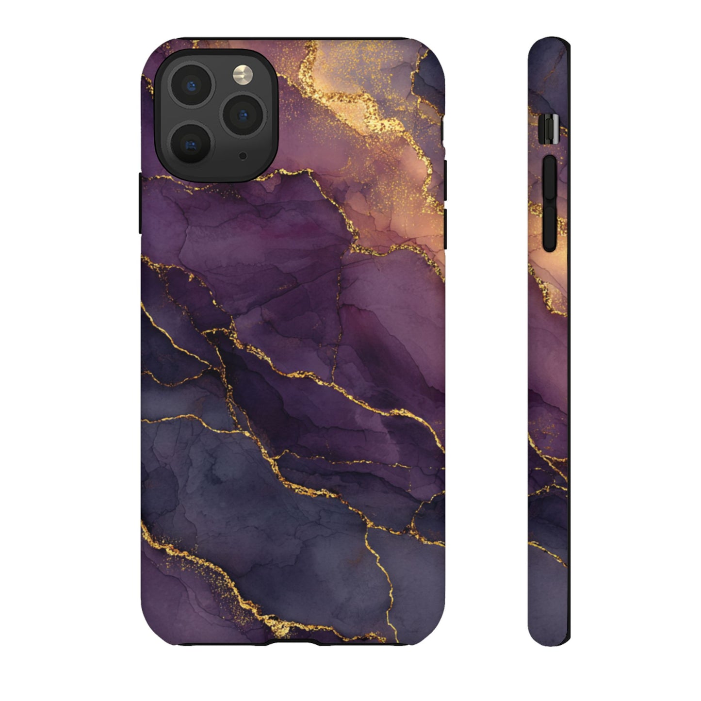 Elegant Purple & Gold Marble (iPhone X - iPhone 17 Pro Max) [TOUGH CASE]