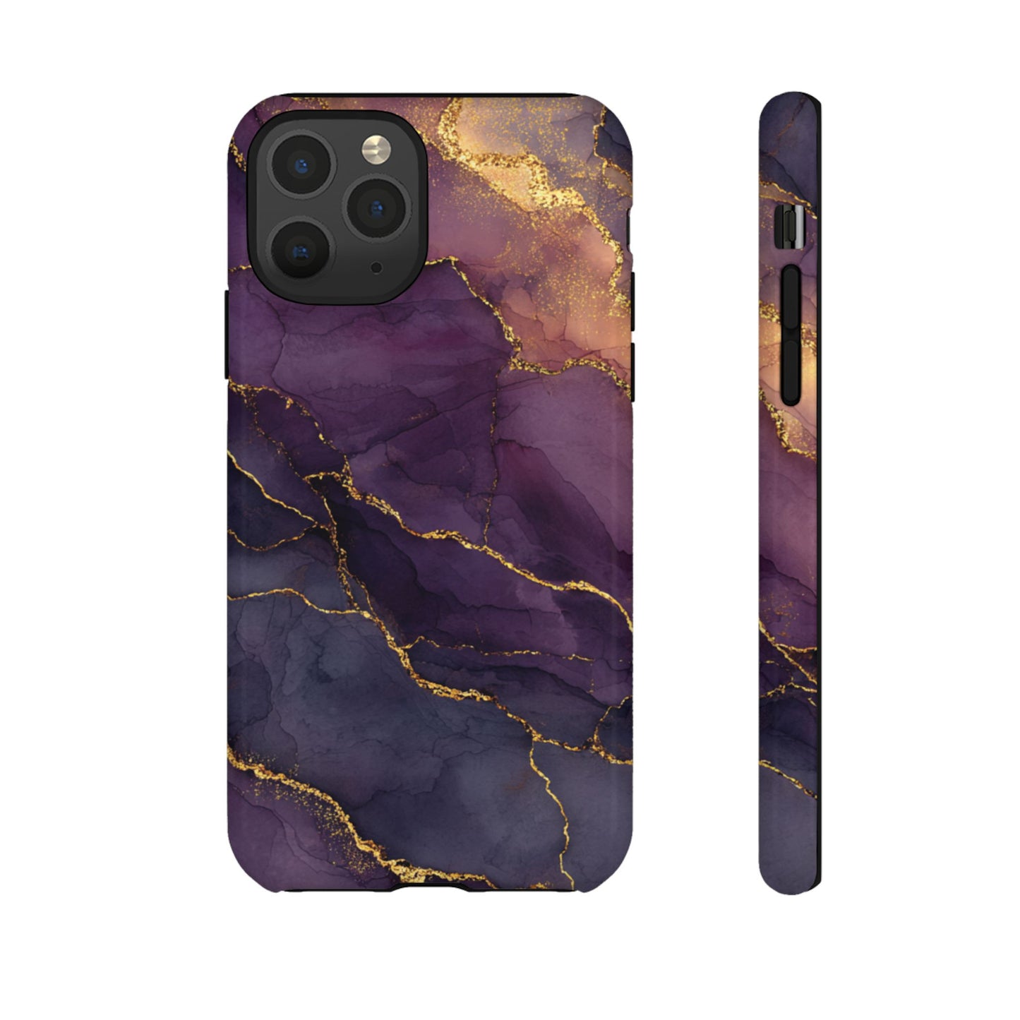 Elegant Purple & Gold Marble (iPhone X - iPhone 17 Pro Max) [TOUGH CASE]