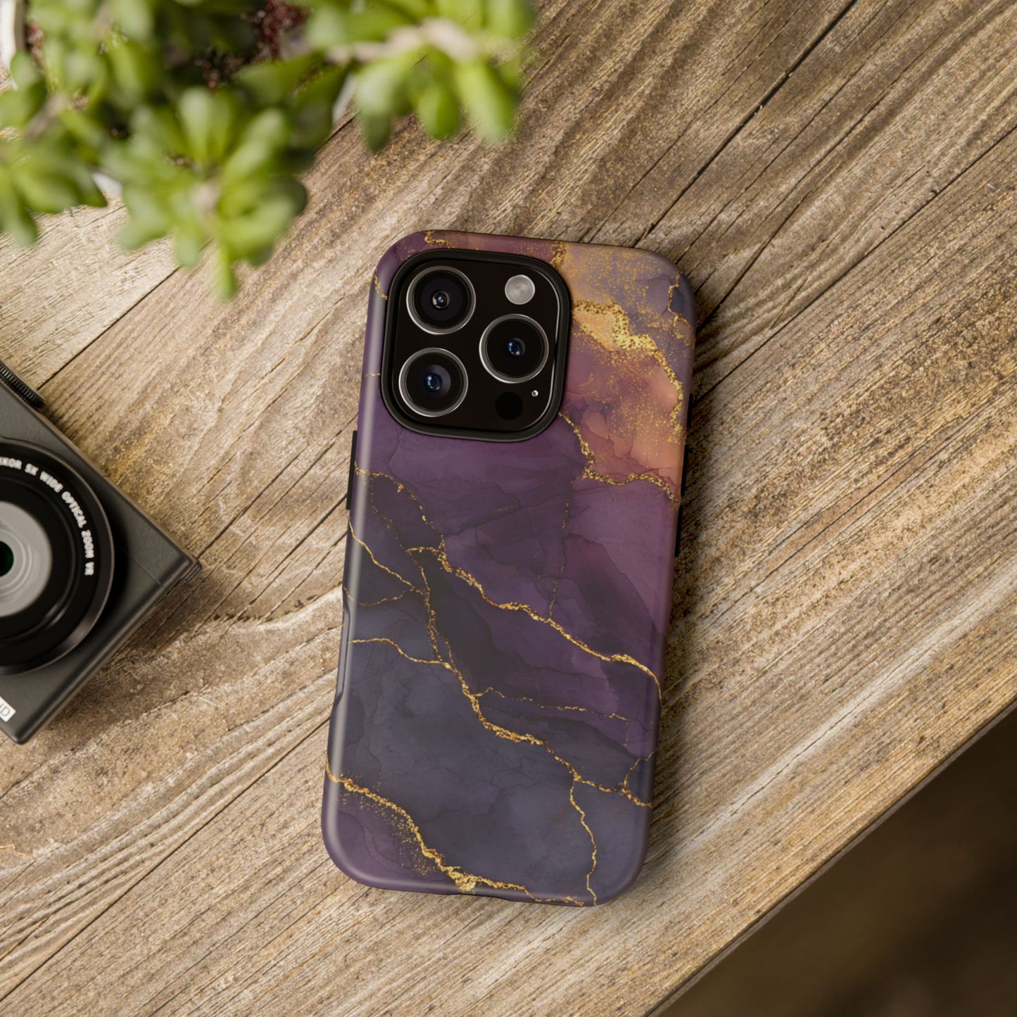 Elegant Purple & Gold Marble (iPhone X - iPhone 17 Pro Max) [TOUGH CASE]