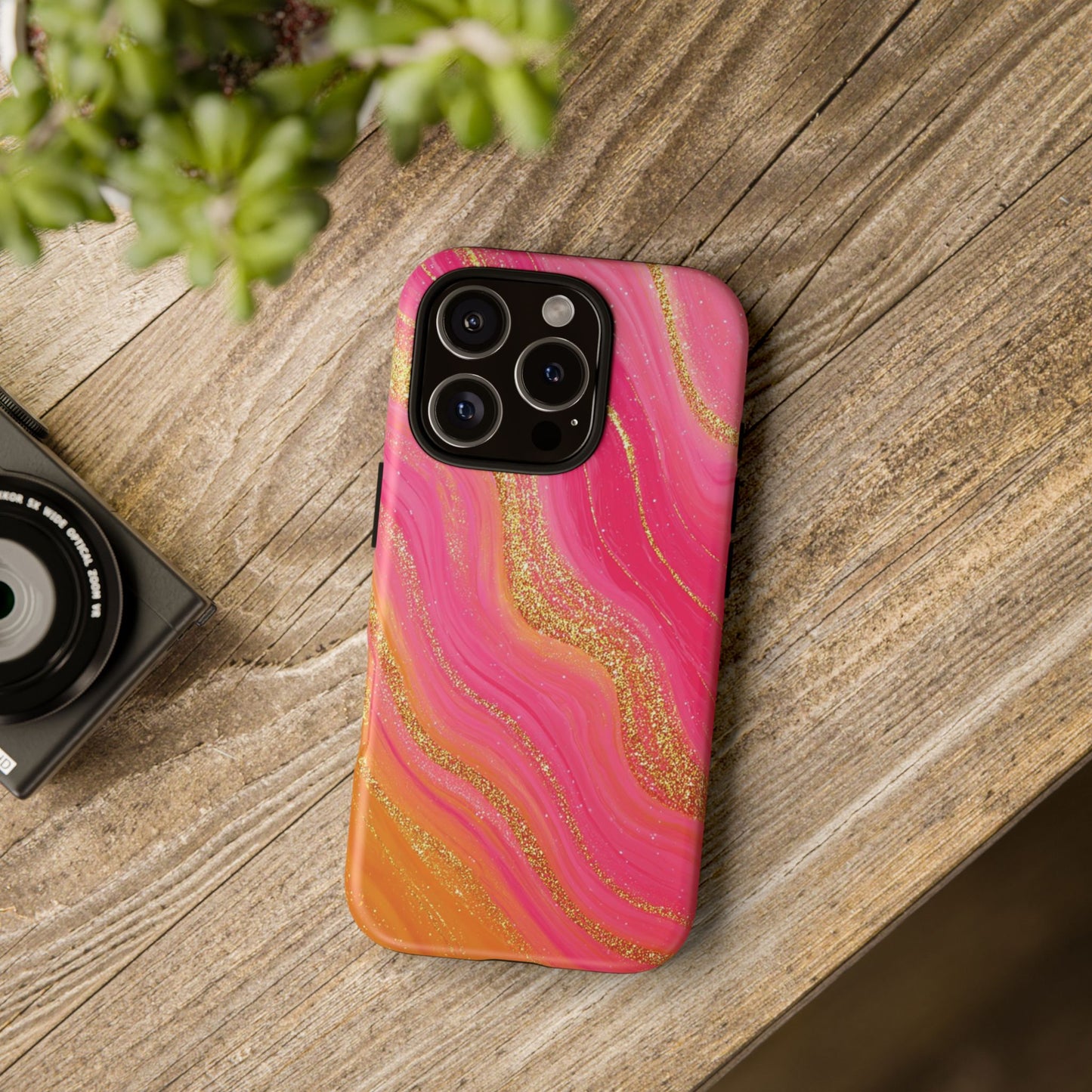 Pink and Glitter Gold Marble [TOUGH CASE]