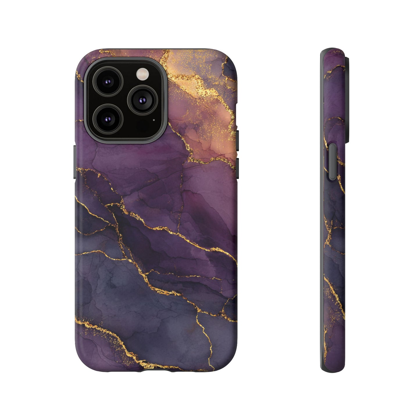Elegant Purple & Gold Marble (iPhone X - iPhone 17 Pro Max) [TOUGH CASE]