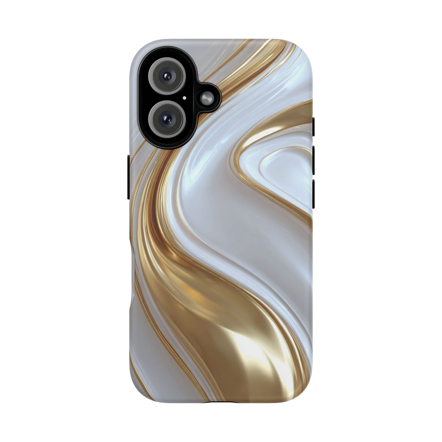Gold & White Swirl (iPhone X - iPhone 17 Pro Max) [TOUGH CASE]