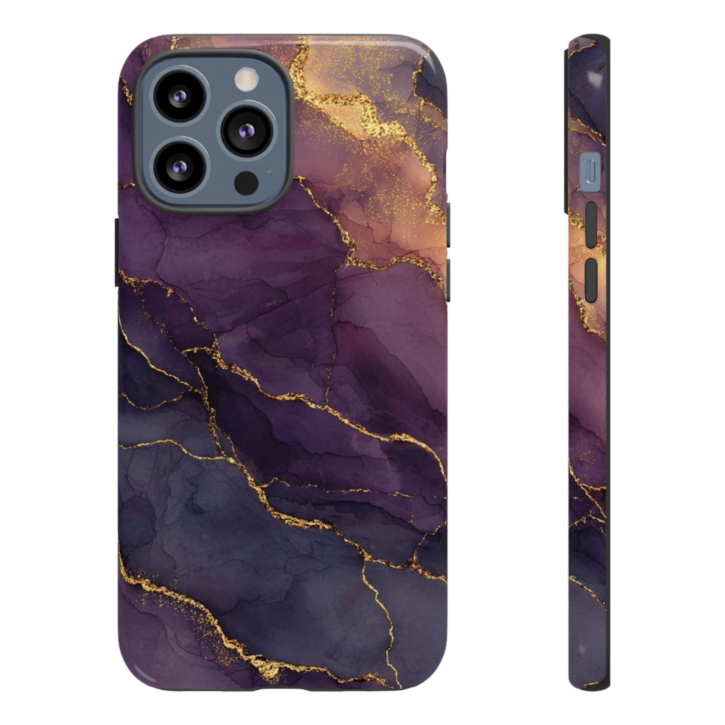 Elegant Purple & Gold Marble (iPhone X - iPhone 17 Pro Max) [TOUGH CASE]
