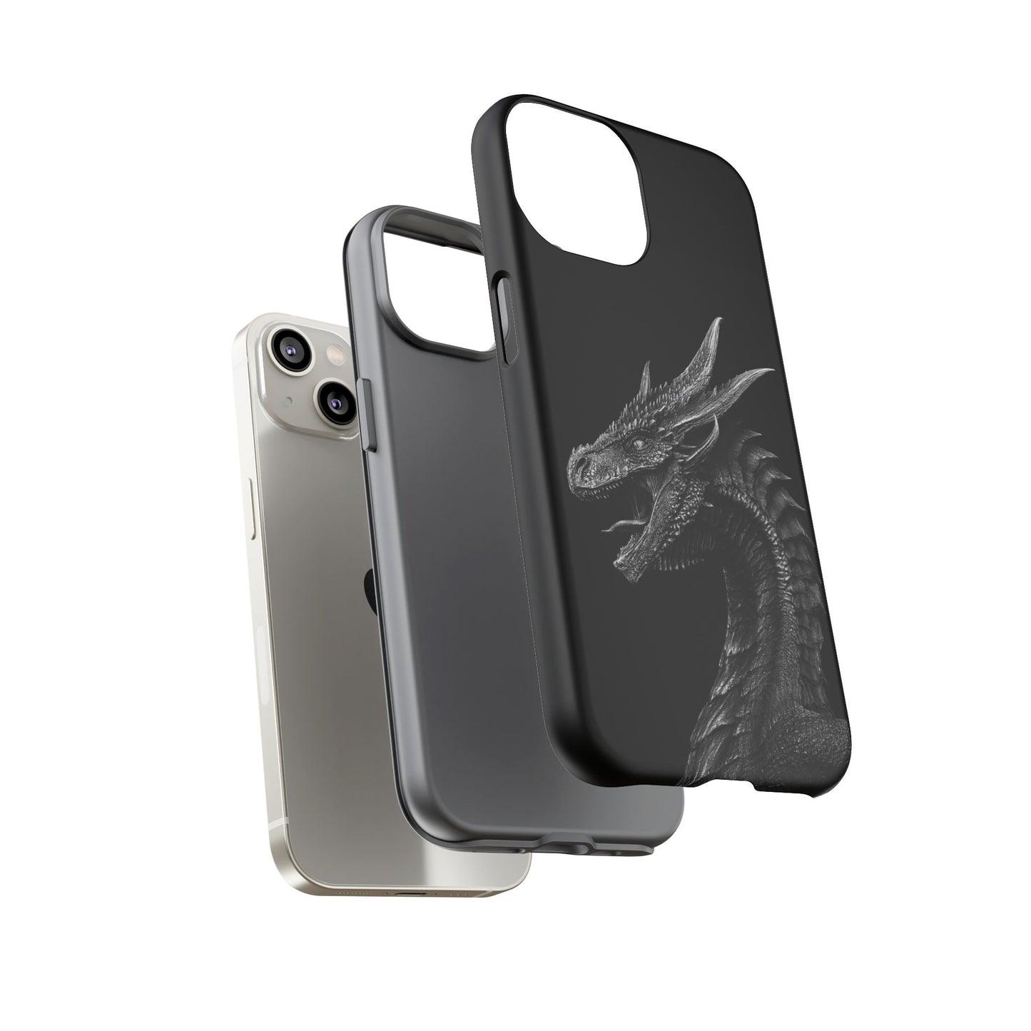 Black & White Dragon (iPhone X - iPhone 17 Pro Max) [TOUGH CASE]