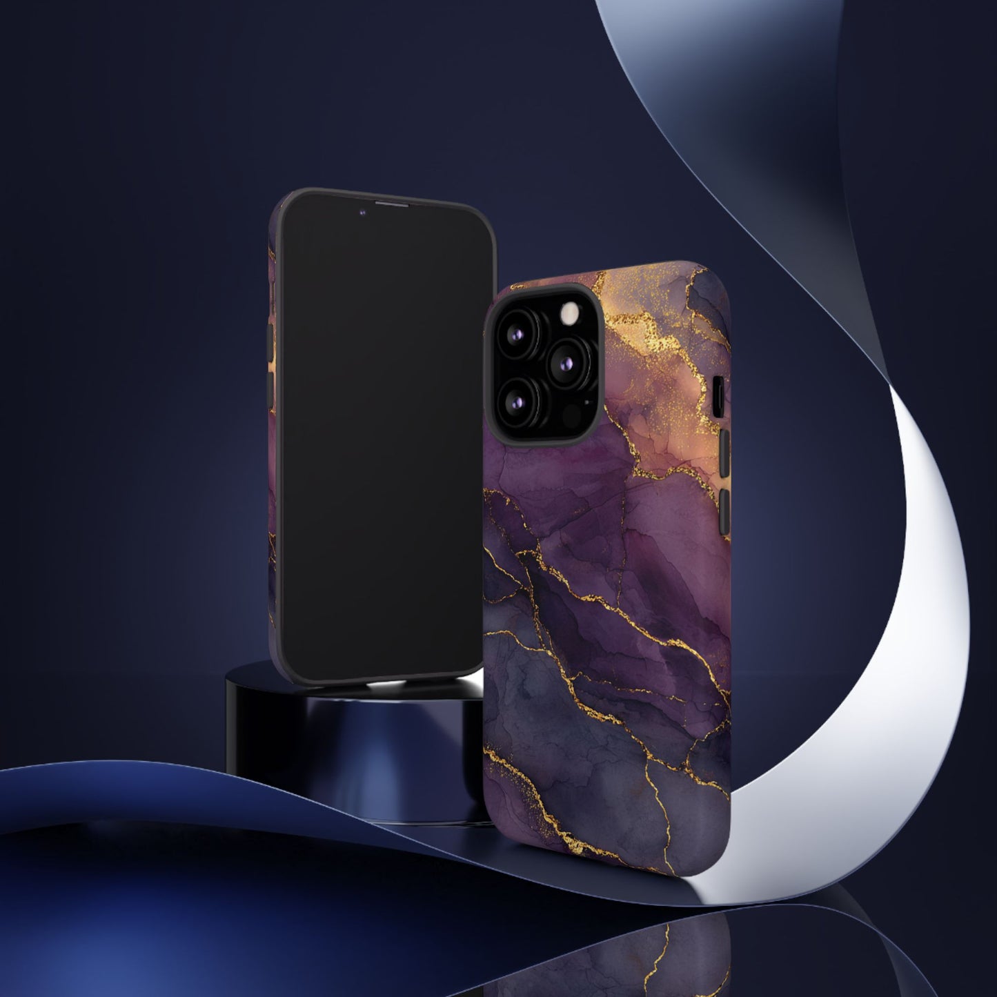 Elegant Purple & Gold Marble (iPhone X - iPhone 17 Pro Max) [TOUGH CASE]