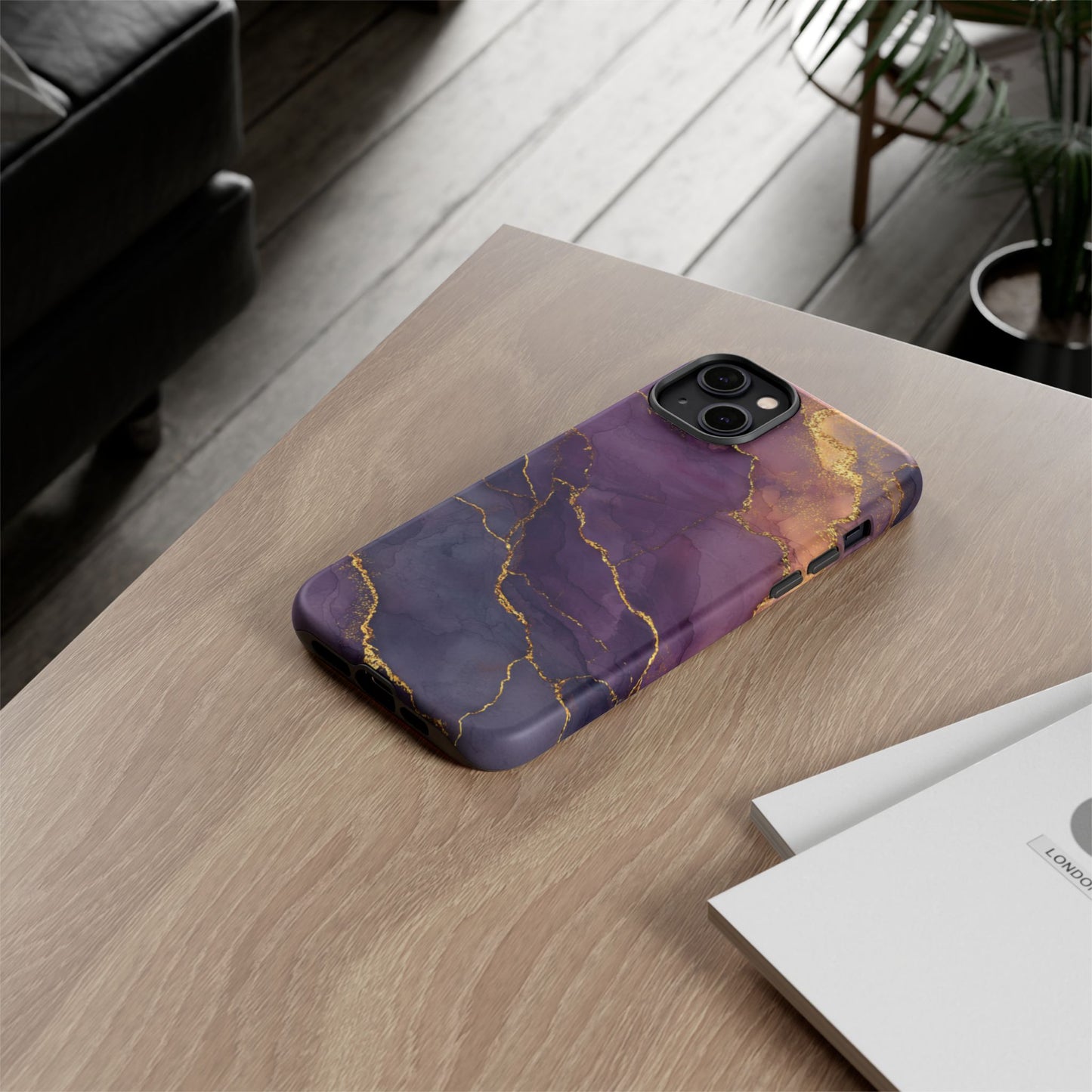 Elegant Purple & Gold Marble (iPhone X - iPhone 17 Pro Max) [TOUGH CASE]