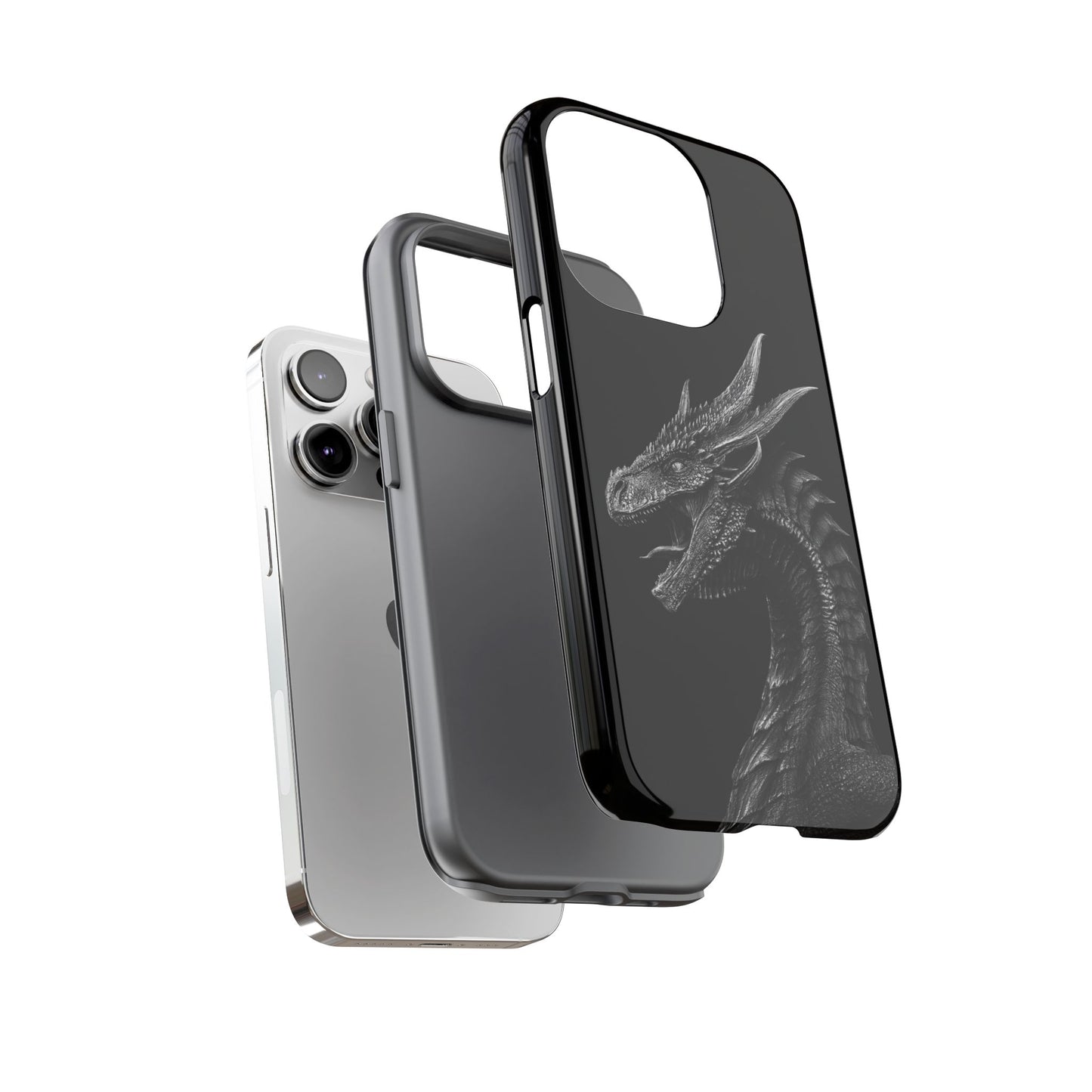 Black & White Dragon (iPhone X - iPhone 17 Pro Max) [TOUGH CASE]