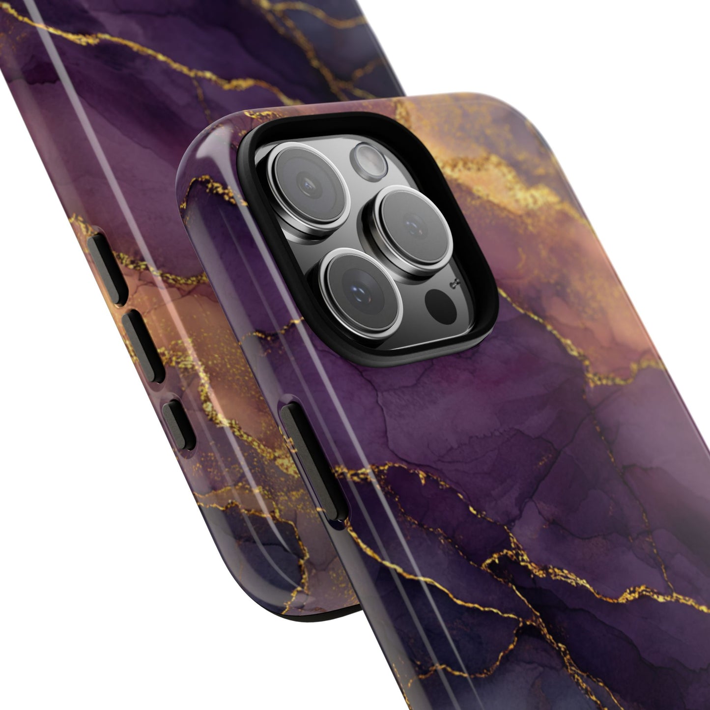 Elegant Purple & Gold Marble (iPhone X - iPhone 17 Pro Max) [TOUGH CASE]