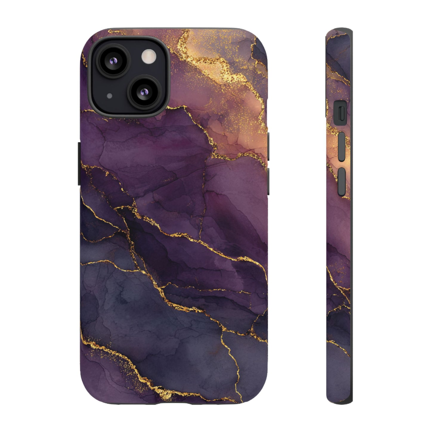 Elegant Purple & Gold Marble (iPhone X - iPhone 17 Pro Max) [TOUGH CASE]