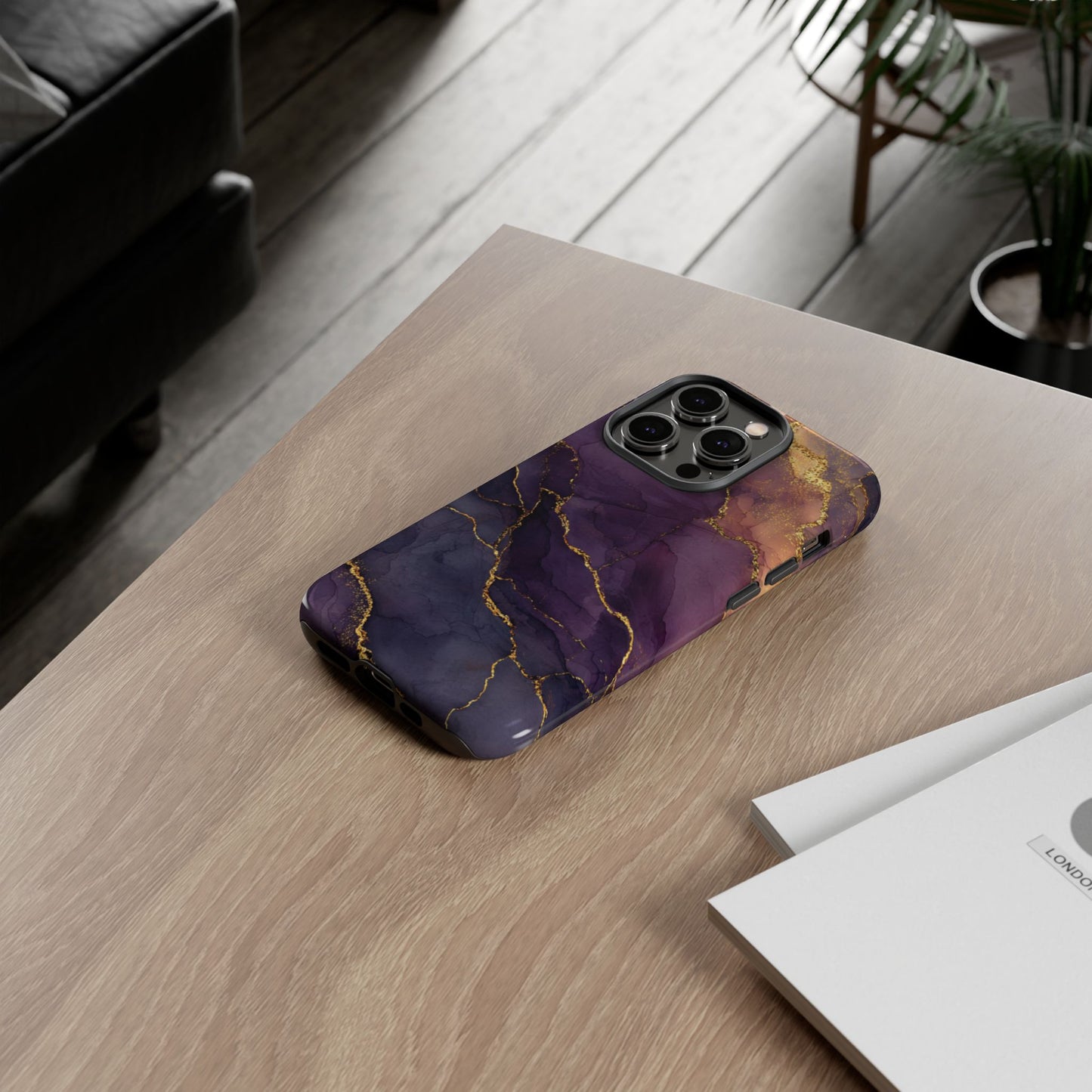 Elegant Purple & Gold Marble (iPhone X - iPhone 17 Pro Max) [TOUGH CASE]