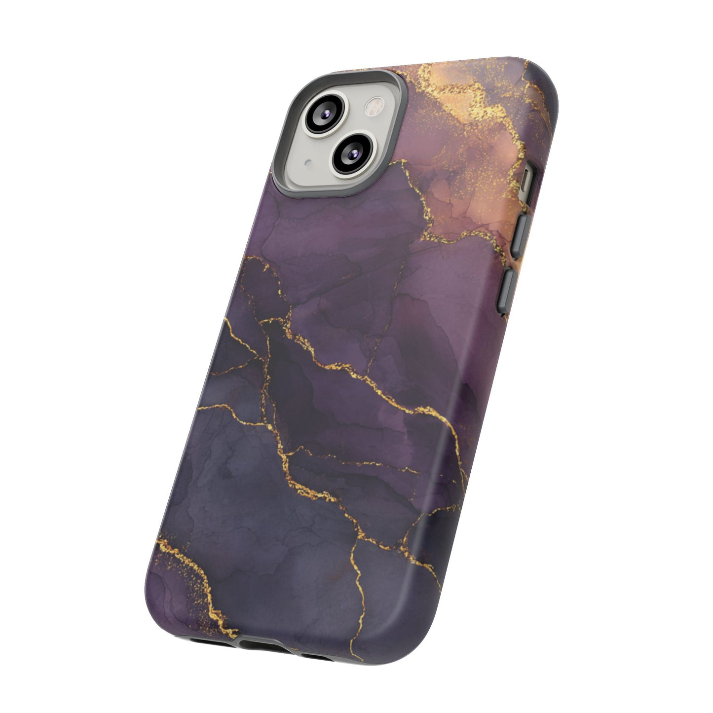 Elegant Purple & Gold Marble (iPhone X - iPhone 17 Pro Max) [TOUGH CASE]