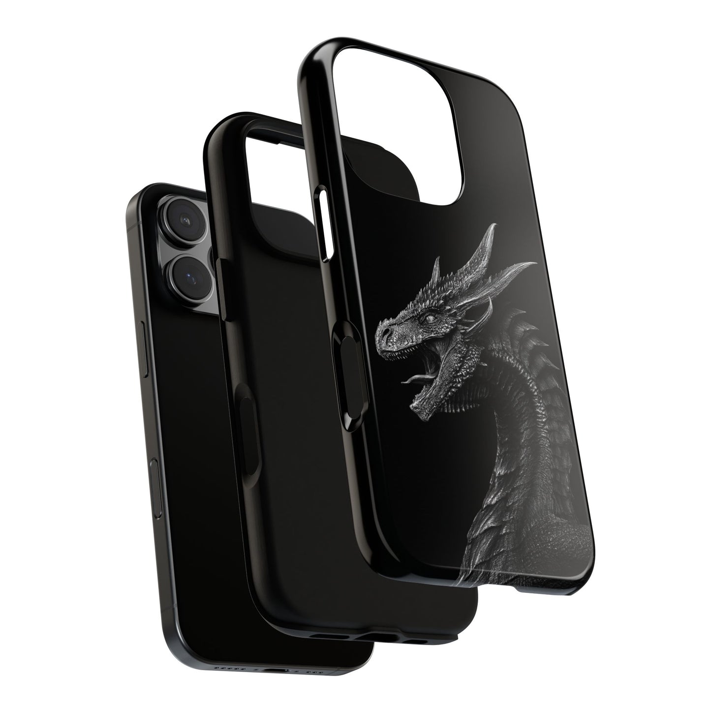 Black & White Dragon (iPhone X - iPhone 17 Pro Max) [TOUGH CASE]