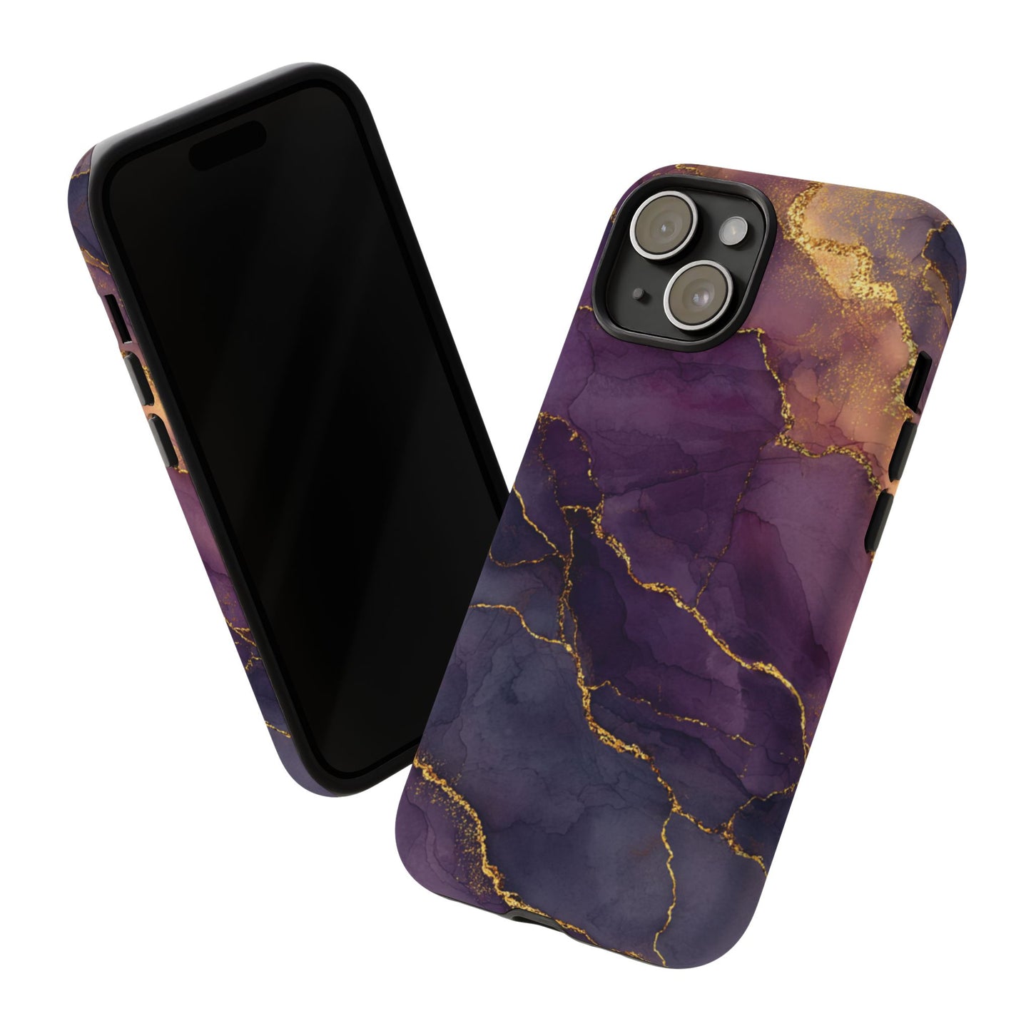 Elegant Purple & Gold Marble (iPhone X - iPhone 17 Pro Max) [TOUGH CASE]