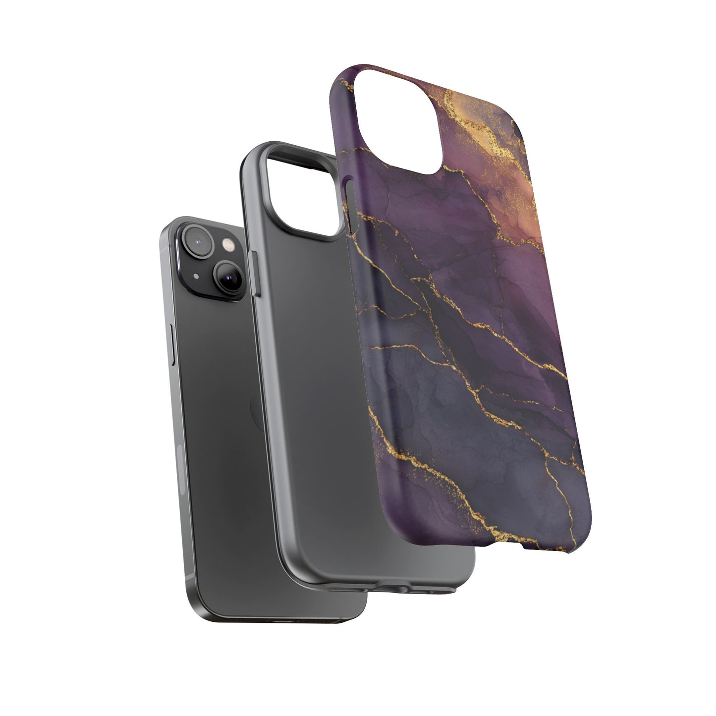 Elegant Purple & Gold Marble (iPhone X - iPhone 17 Pro Max) [TOUGH CASE]
