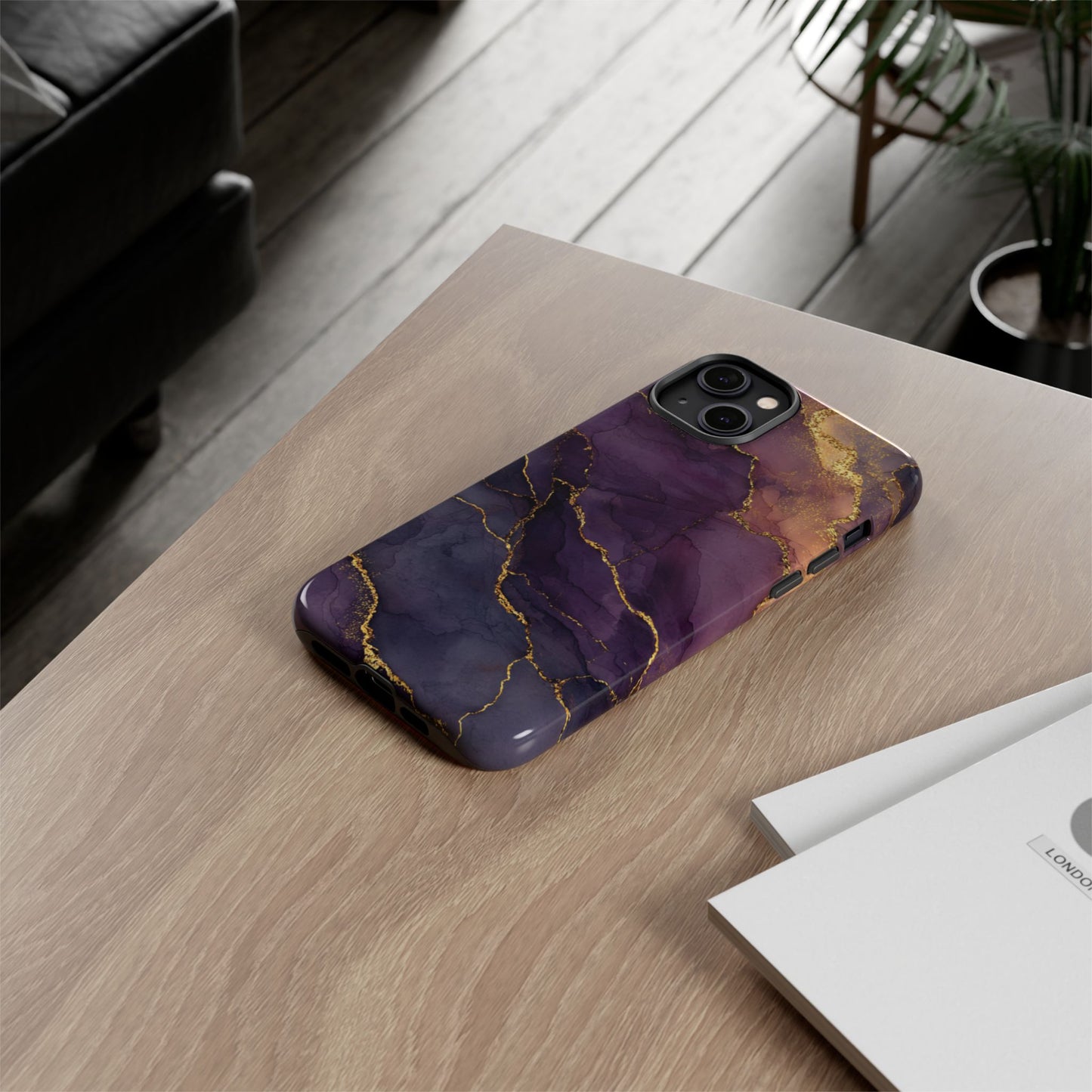 Elegant Purple & Gold Marble (iPhone X - iPhone 17 Pro Max) [TOUGH CASE]