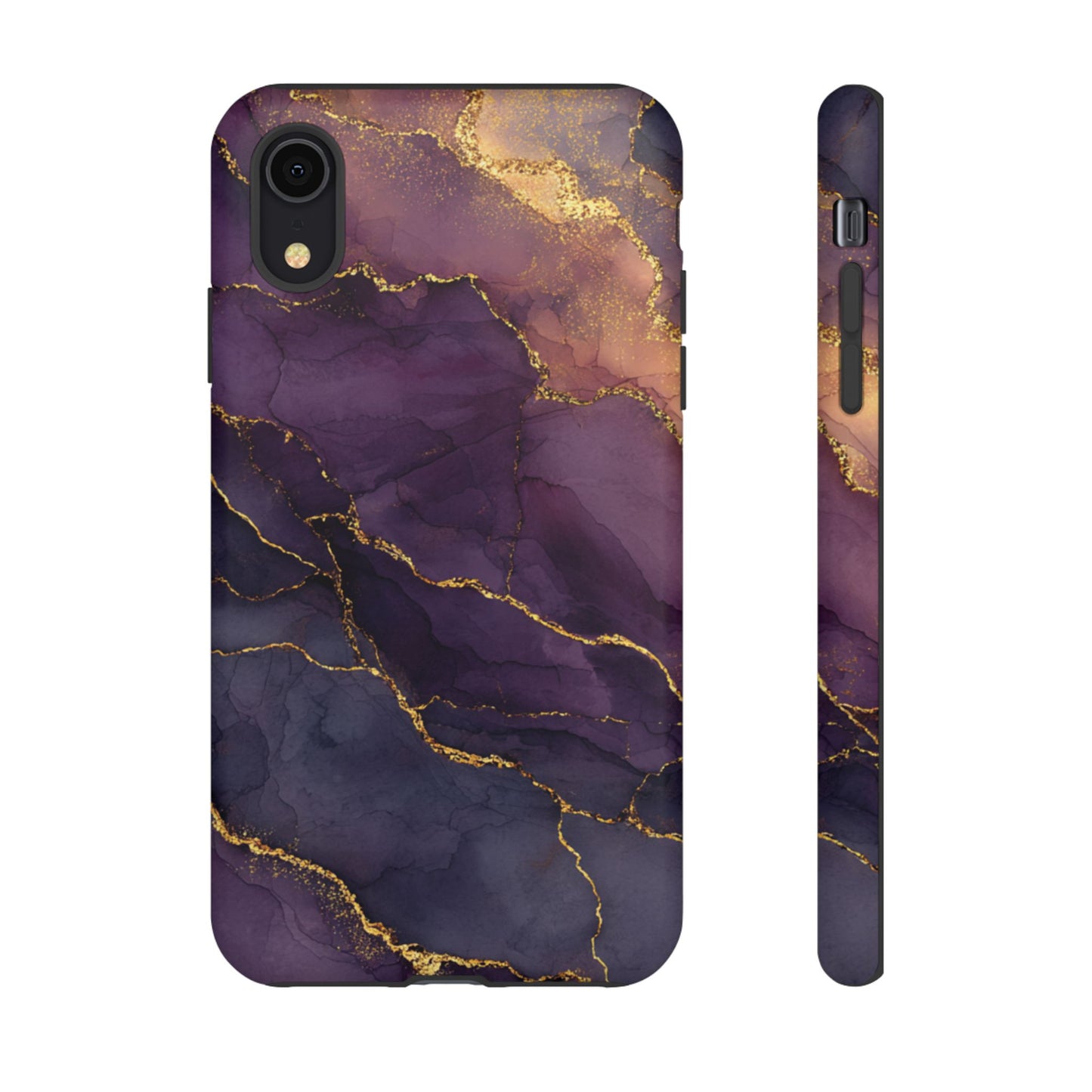Elegant Purple & Gold Marble (iPhone X - iPhone 17 Pro Max) [TOUGH CASE]