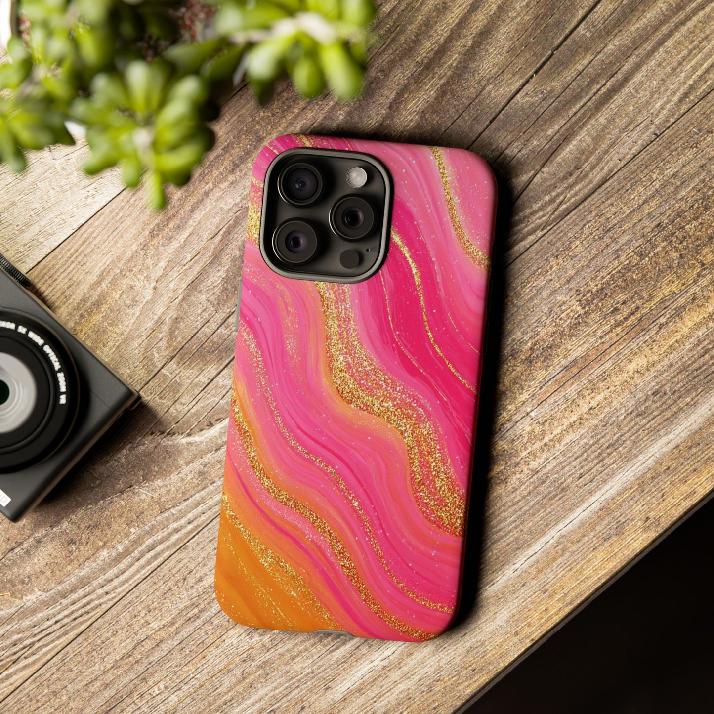 Pink and Glitter Gold Marble [TOUGH CASE]