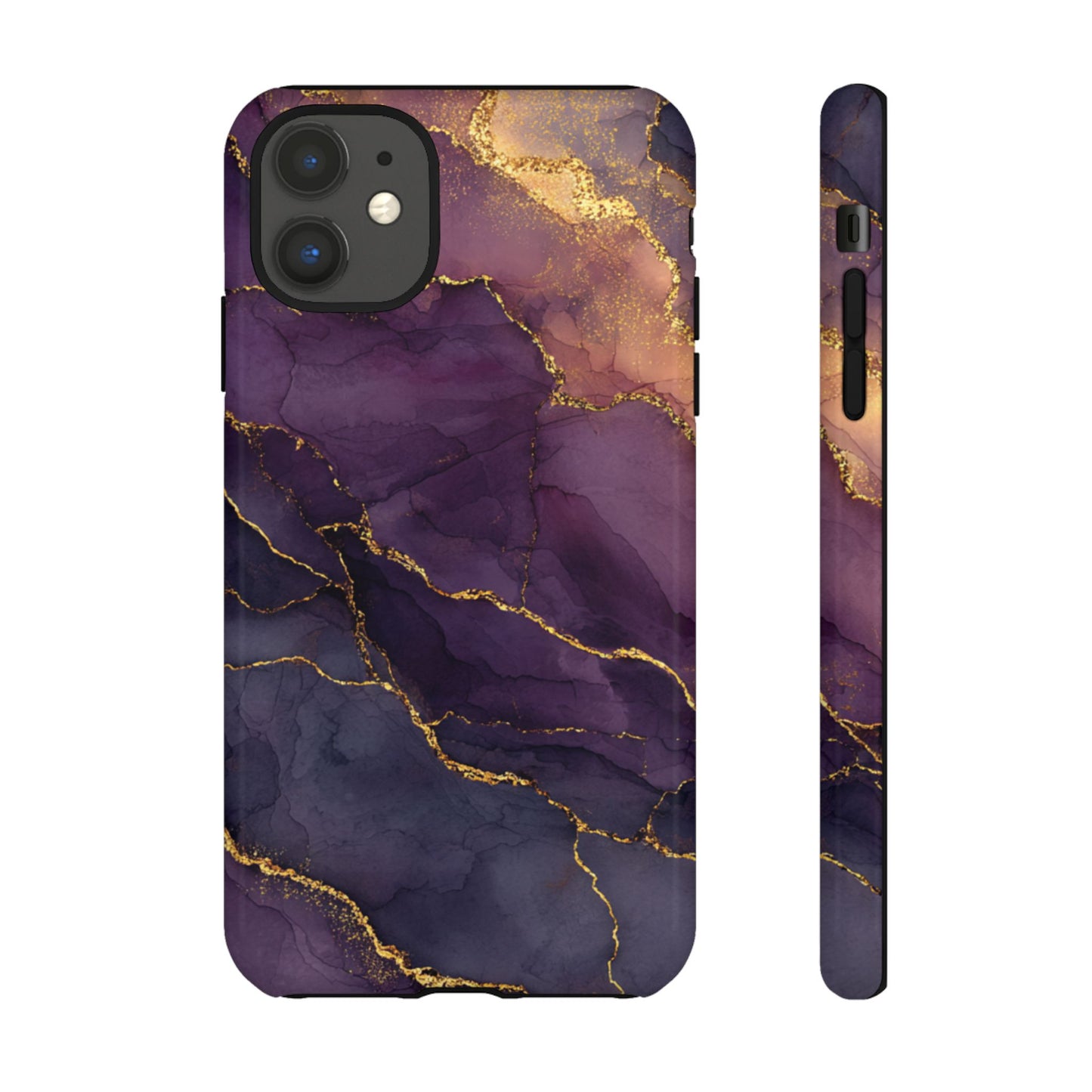 Elegant Purple & Gold Marble (iPhone X - iPhone 17 Pro Max) [TOUGH CASE]