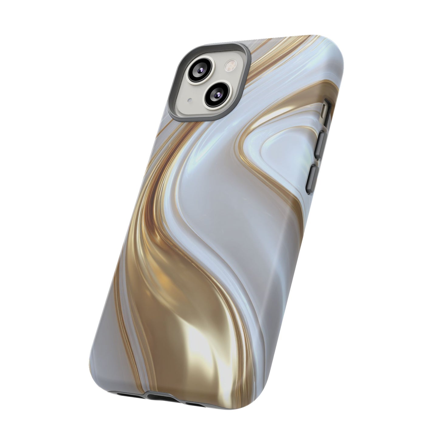 Gold & White Swirl (iPhone X - iPhone 17 Pro Max) [TOUGH CASE]
