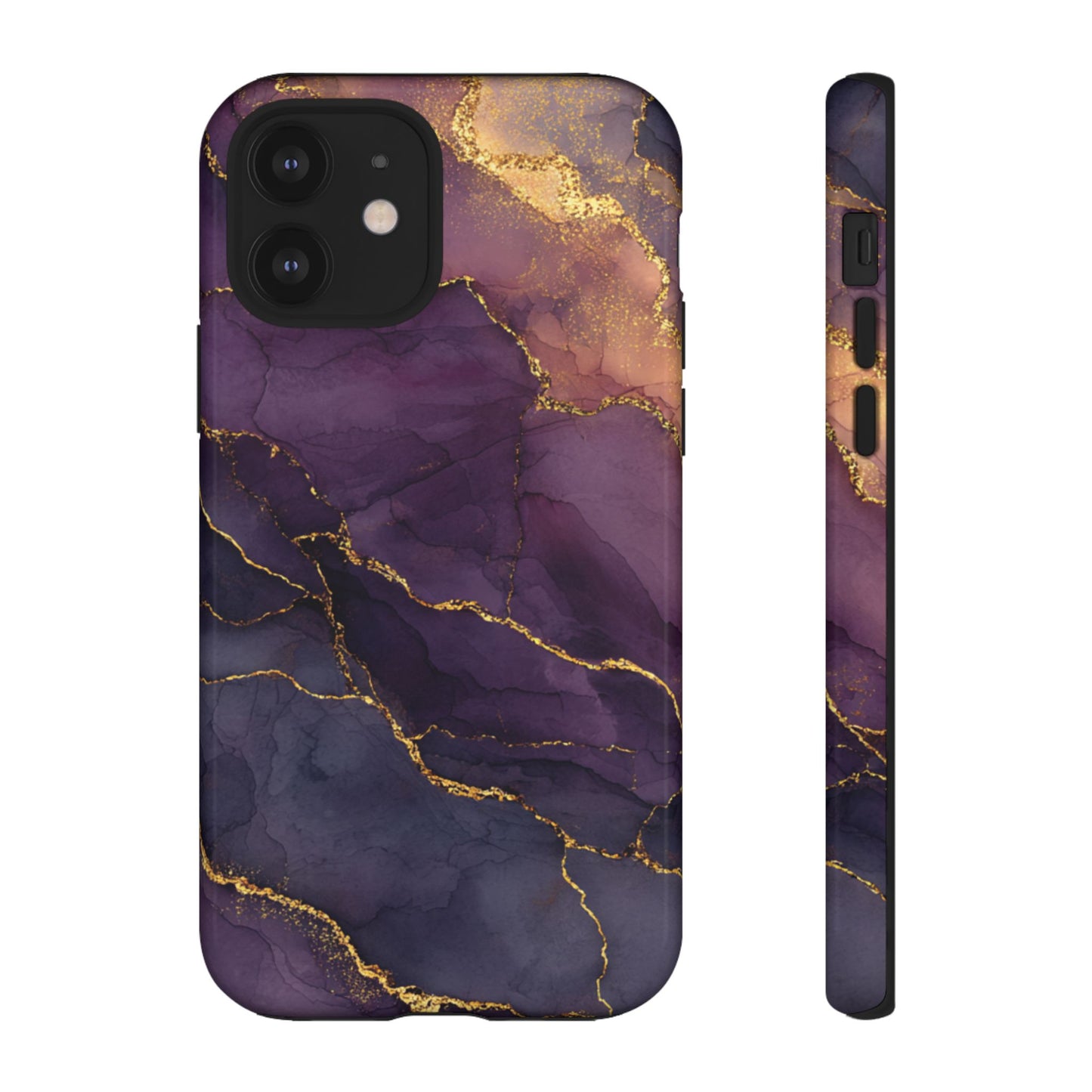 Elegant Purple & Gold Marble (iPhone X - iPhone 17 Pro Max) [TOUGH CASE]