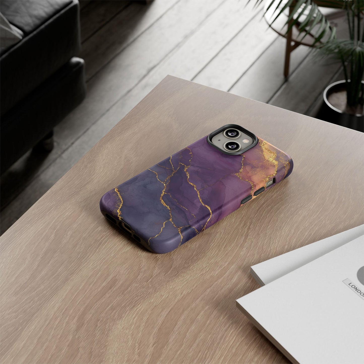 Elegant Purple & Gold Marble (iPhone X - iPhone 17 Pro Max) [TOUGH CASE]
