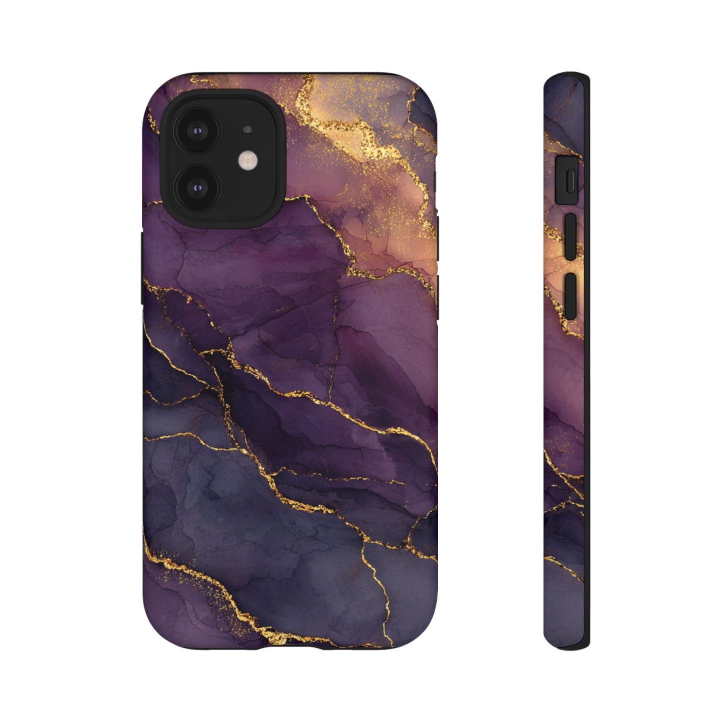 Elegant Purple & Gold Marble (iPhone X - iPhone 17 Pro Max) [TOUGH CASE]