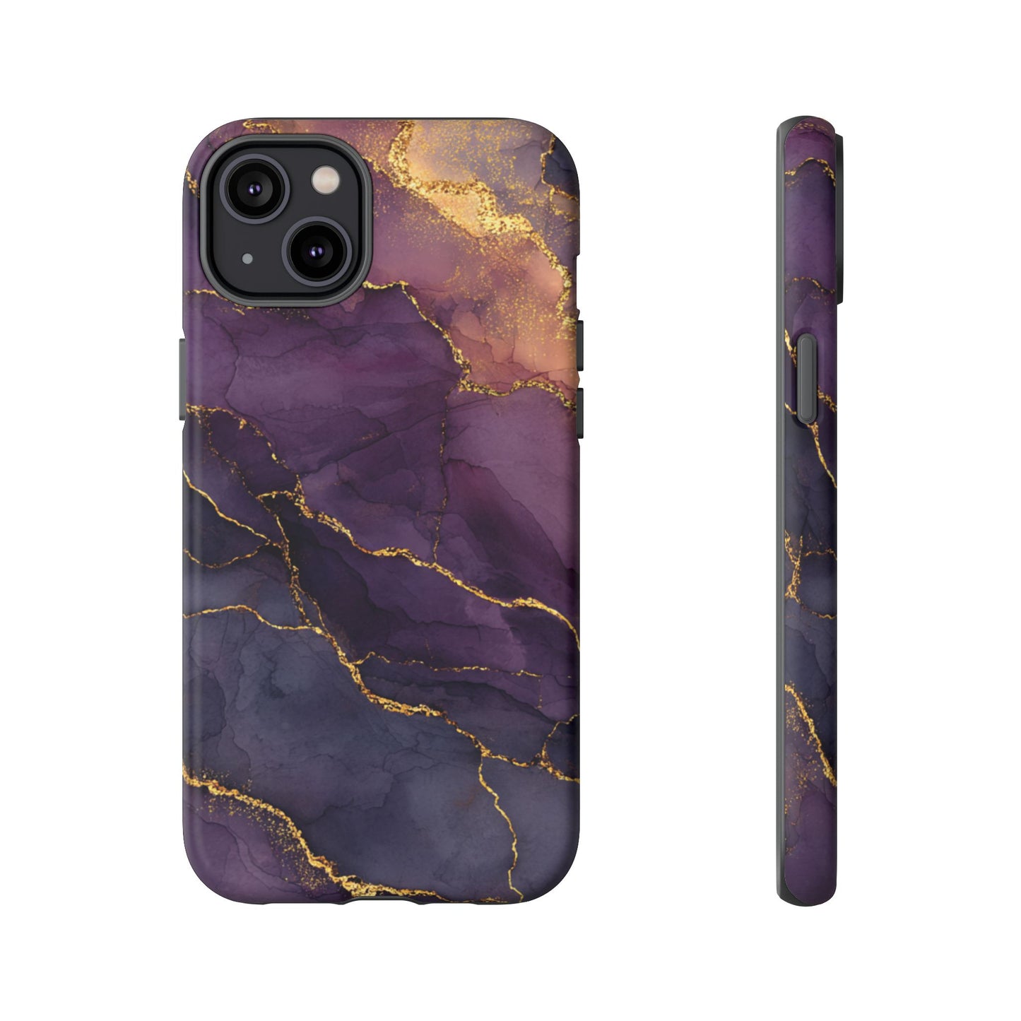 Elegant Purple & Gold Marble (iPhone X - iPhone 17 Pro Max) [TOUGH CASE]